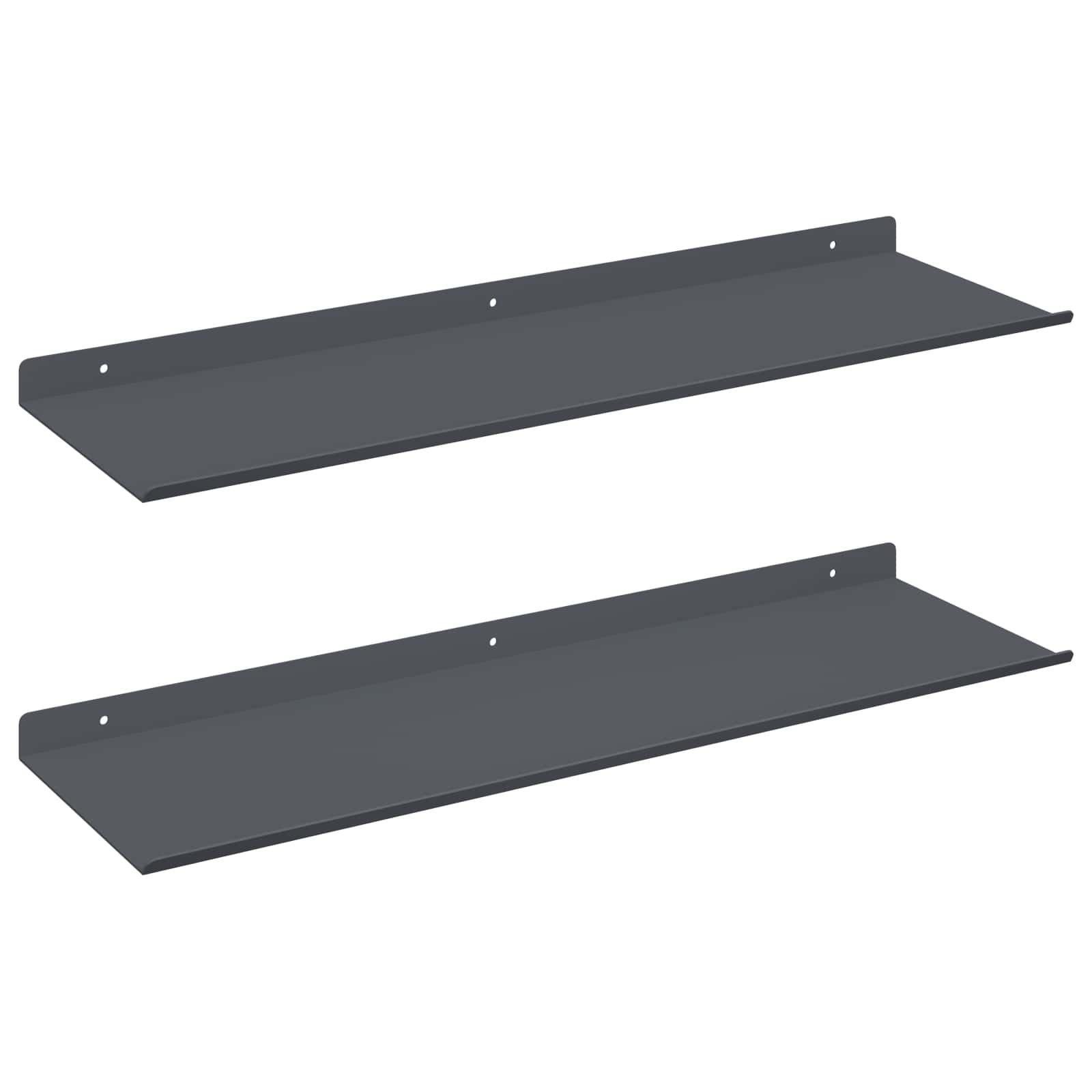 Sieninė lentyna su lentyna 2 pcs Antracitas 60 x 18 x 2,5 cm