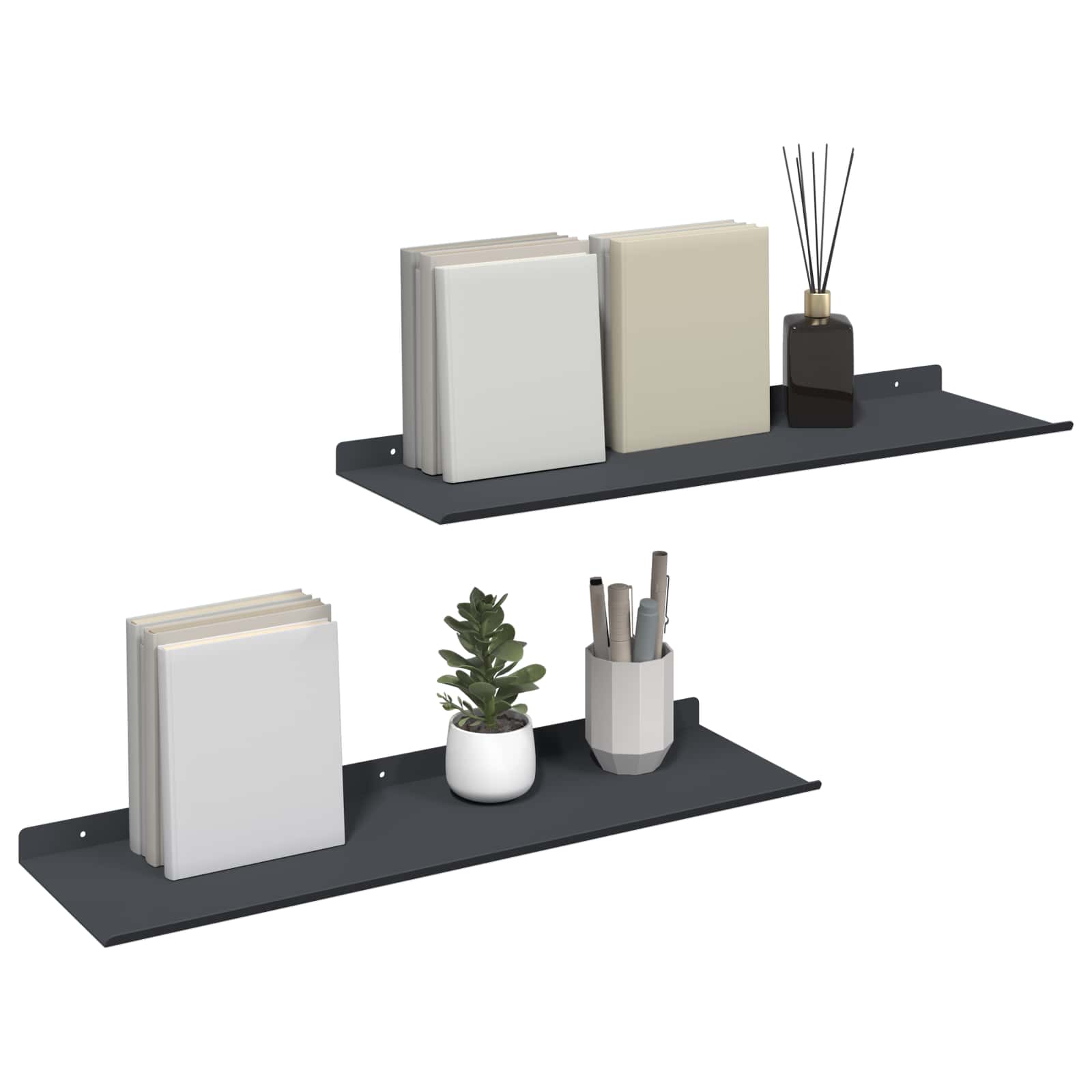 Sieninė lentyna su lentyna 2 pcs Antracitas 60 x 18 x 2,5 cm