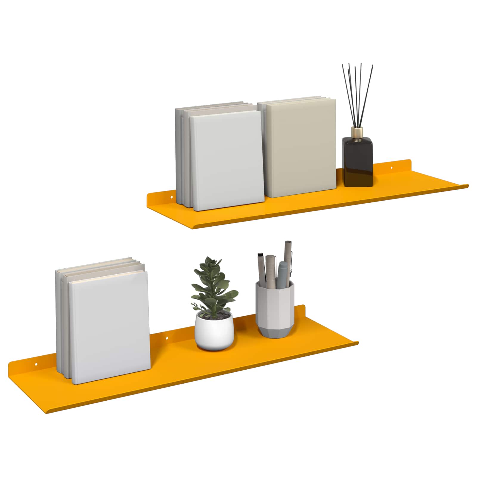 Sieninė lentyna 2 pcs Garučių geltona 60 x 18 x 2,5 cm