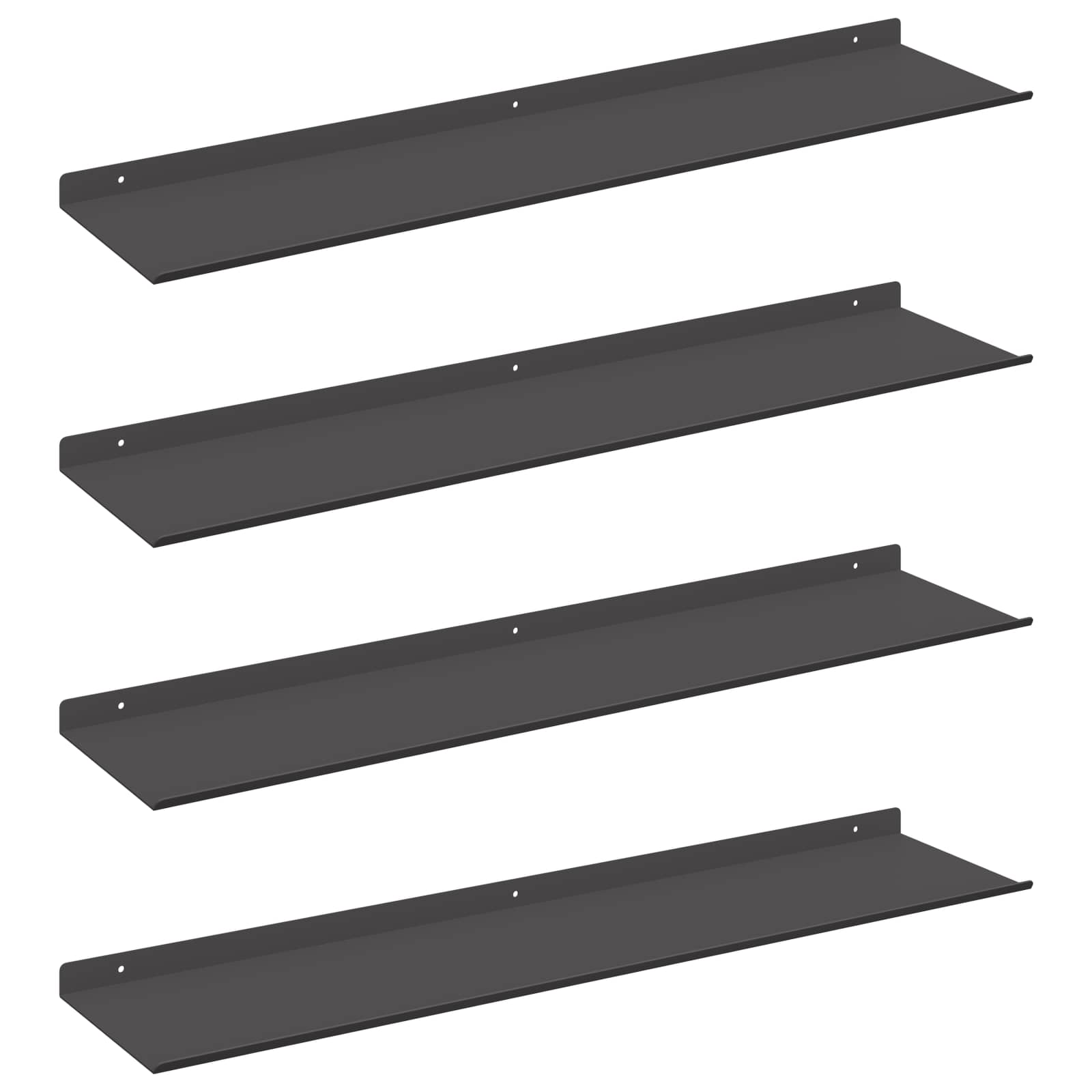 Plūduriuojanti lentyna 4 pcs Juodas 80 x 18 x 2,5 cm Plienas