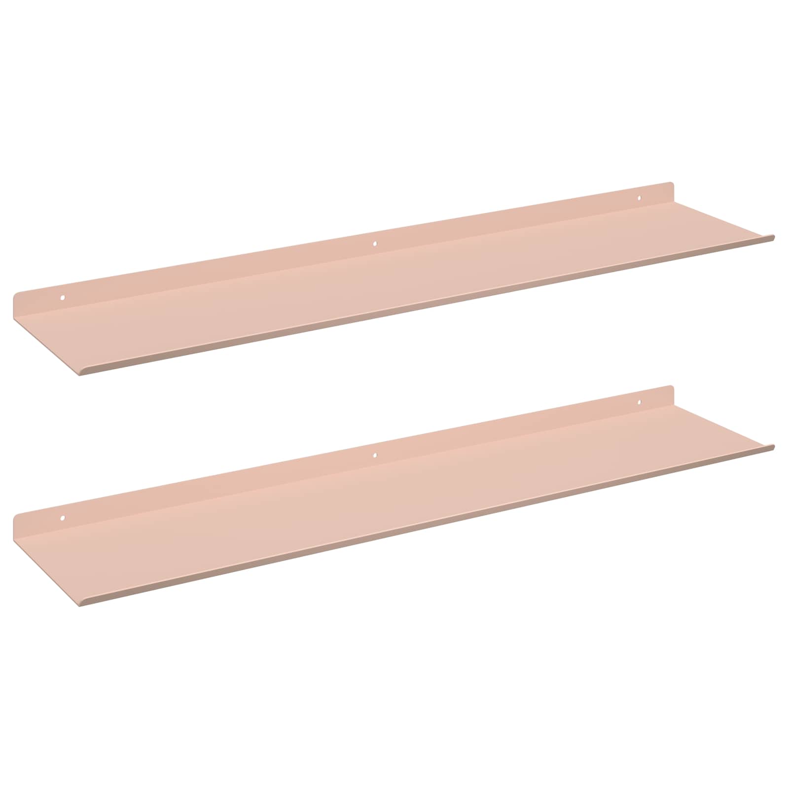 Sieninė lentyna su lentyna 2 pcs Rožinė 80 x 18 x 2,5 cm