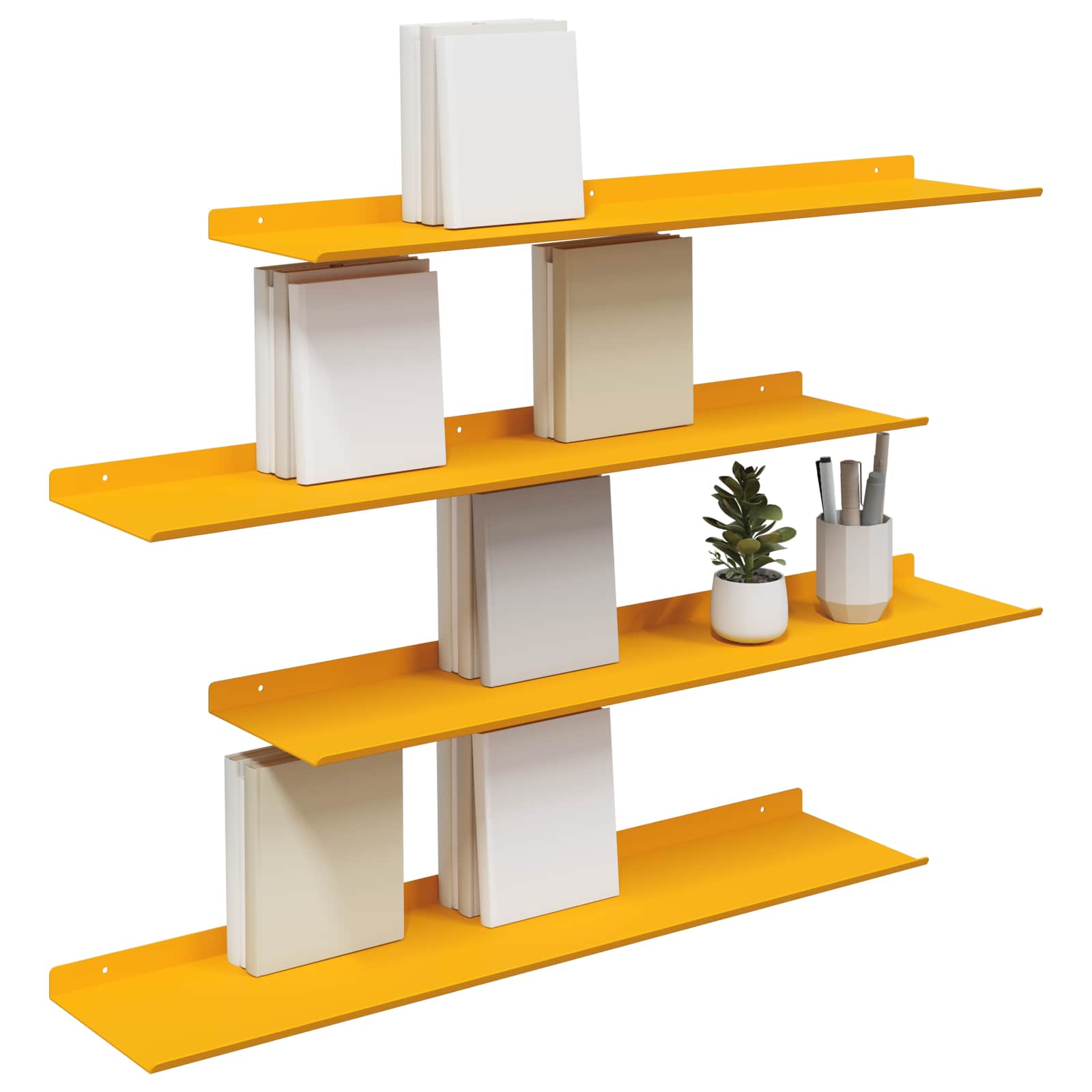 Sieninė lentyna 4 pcs Garučių geltona 80 x 18 x 2,5 cm