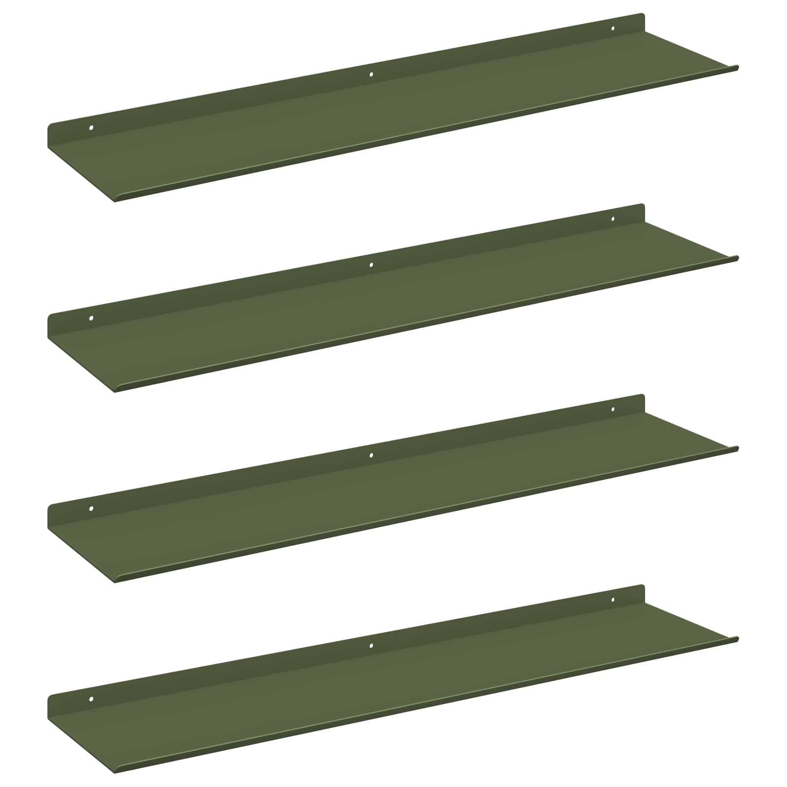 Wall shelf 4 pcs Olive green 80 x 18 x 2.5 cm