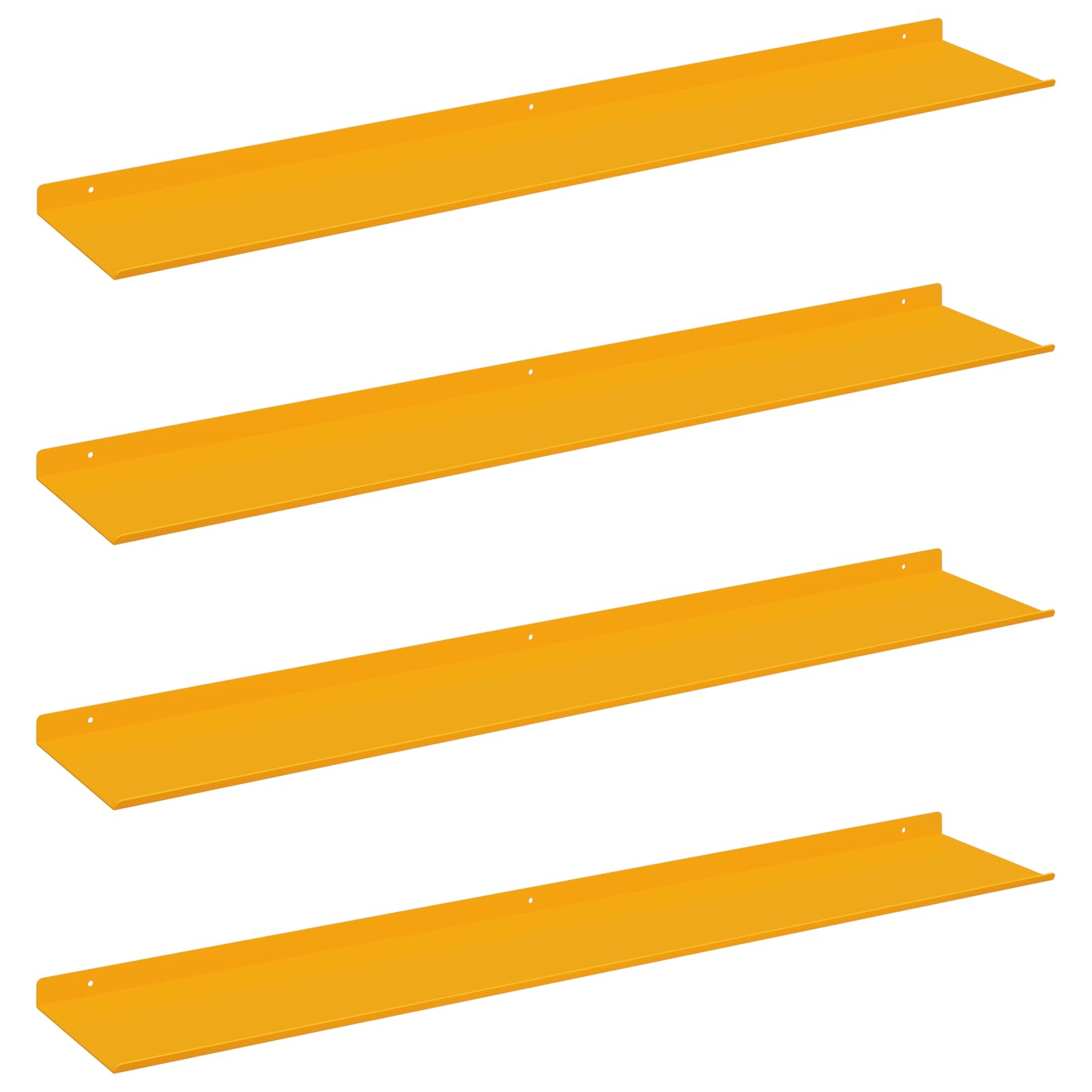 Wall Shelf 4 pcs High Gloss Yellow 100 x 18 x 2.5 cm