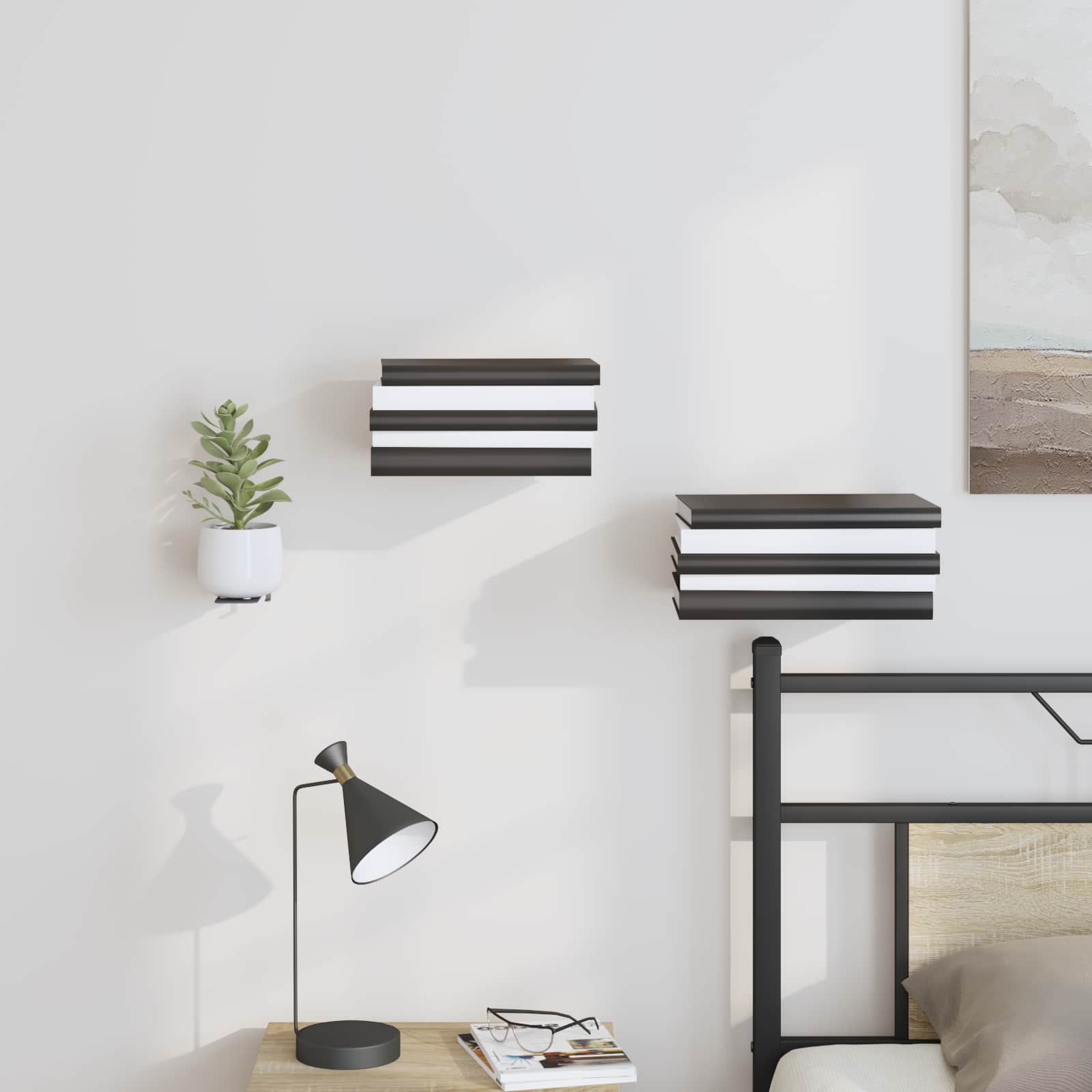 Nemoki plaukiančia lentyna 4 pcs Juodas 6 x 11 x 6,5 cm