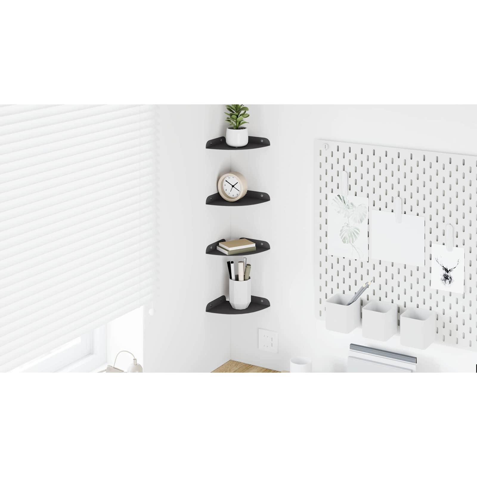 Plūduriuojanti lentyna su lentyna 4 pcs Juodas 15 x 15 x 2 cm