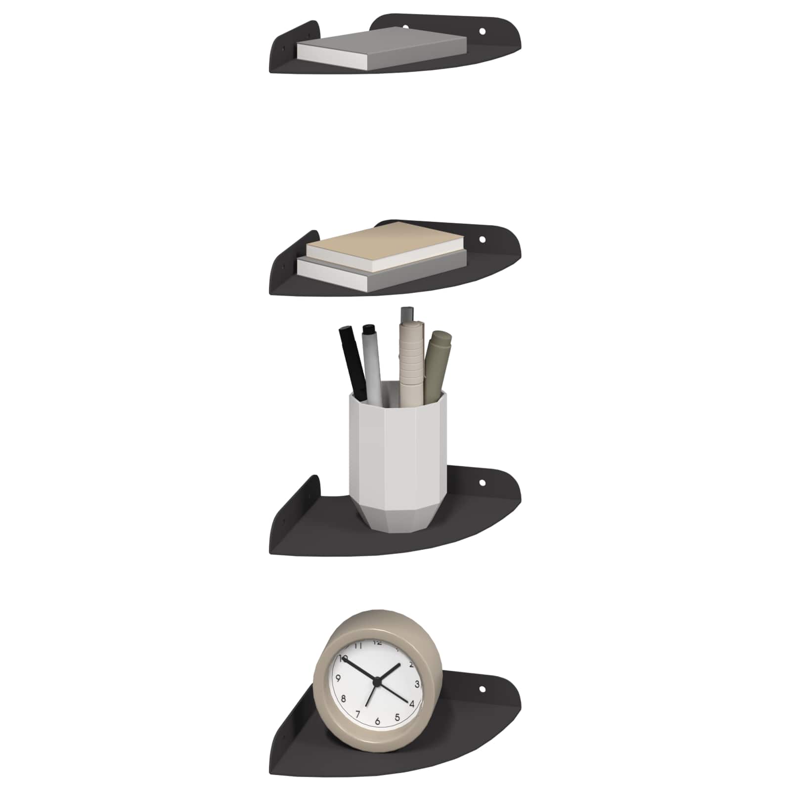 Plūduriuojanti lentyna su lentyna 4 pcs Juodas 15 x 15 x 2 cm