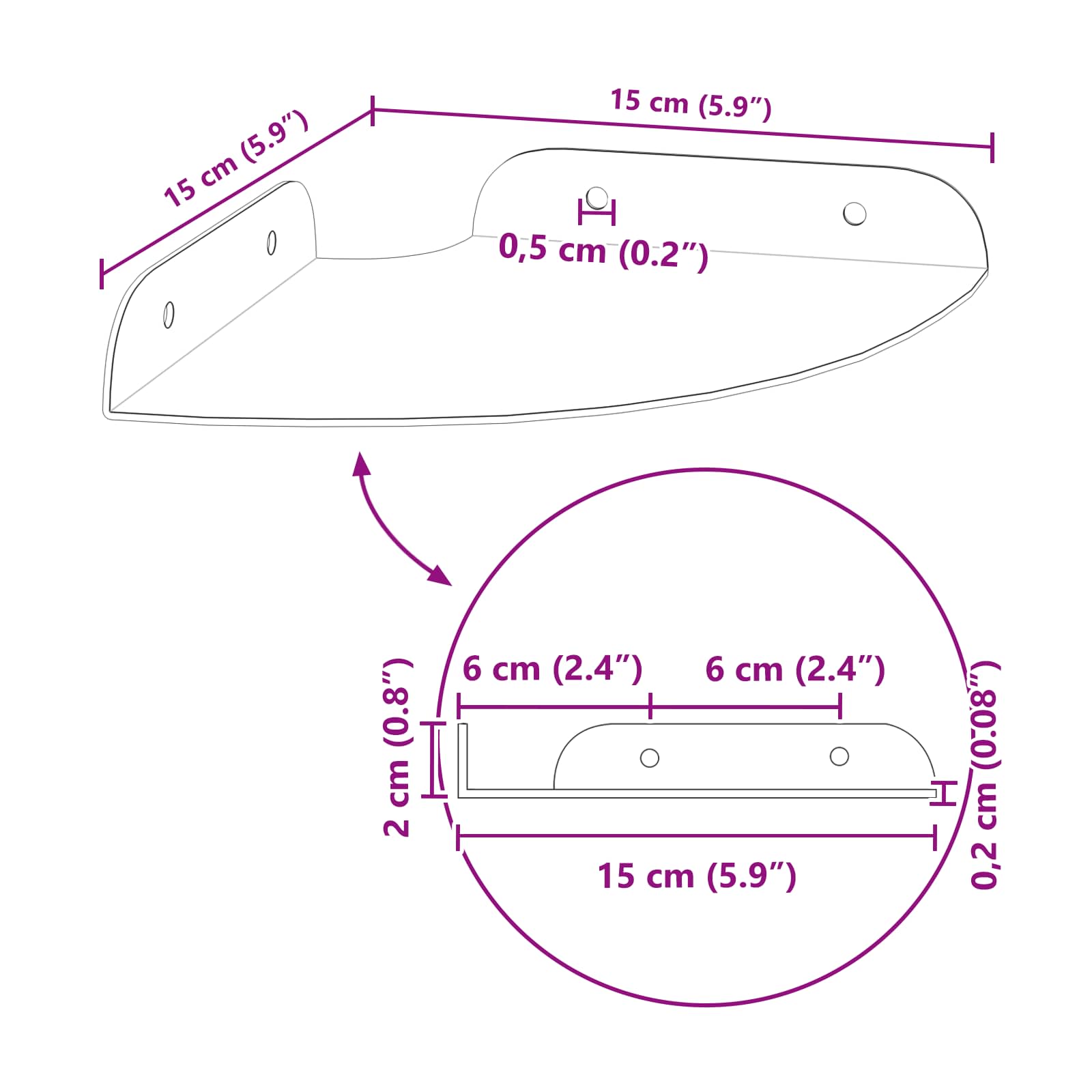 Plūduriuojanti lentyna su lentyna 4 pcs Juodas 15 x 15 x 2 cm