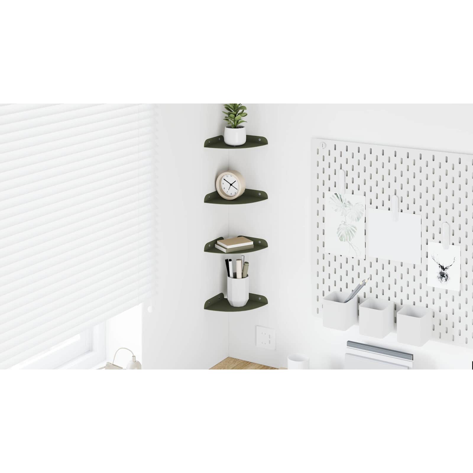 Plūduriuojanti lentyna 4 pcs Alyvuogių žalia 15 x 15 x 2 cm