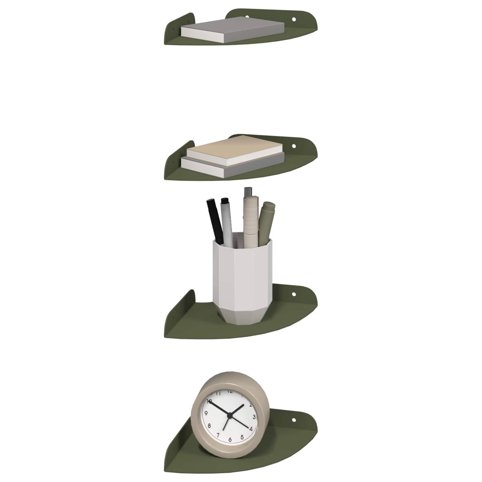Plūduriuojanti lentyna 4 pcs Alyvuogių žalia 15 x 15 x 2 cm