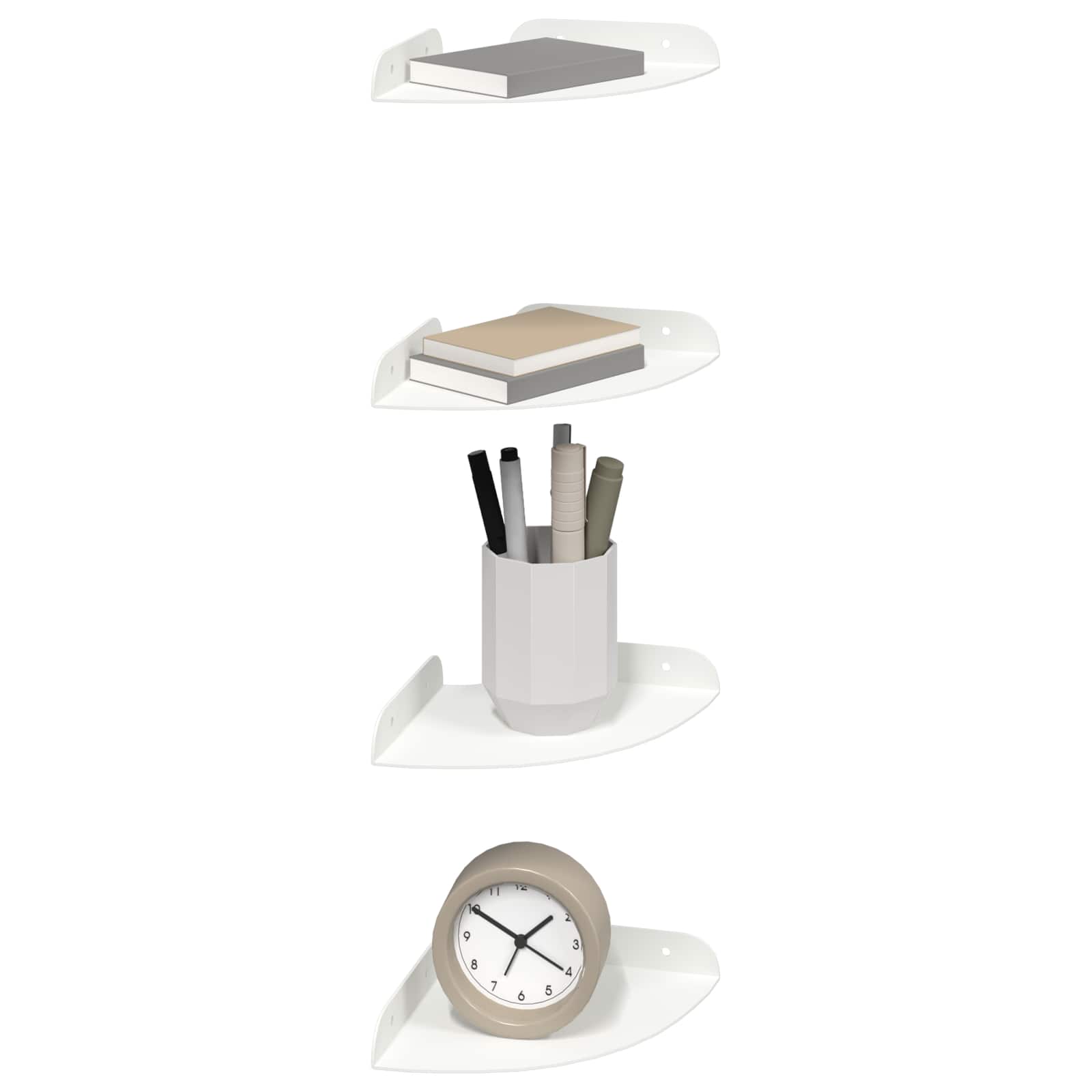 Plūduriuojanti lentyna su lentyna 4 pcs Baltas 15 x 15 x 2 cm
