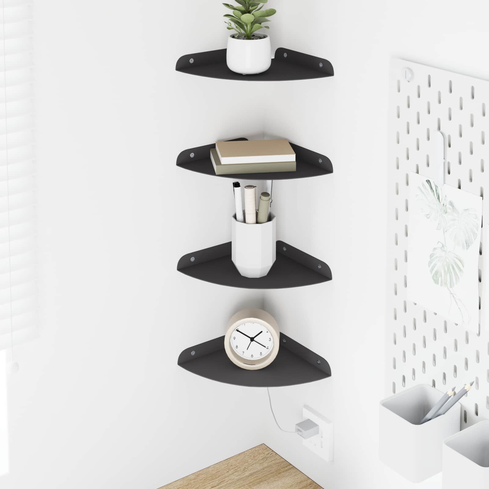 Plūduriuojanti lentyna su lentyna 4 pcs Juodas 18 x 18 x 2 cm