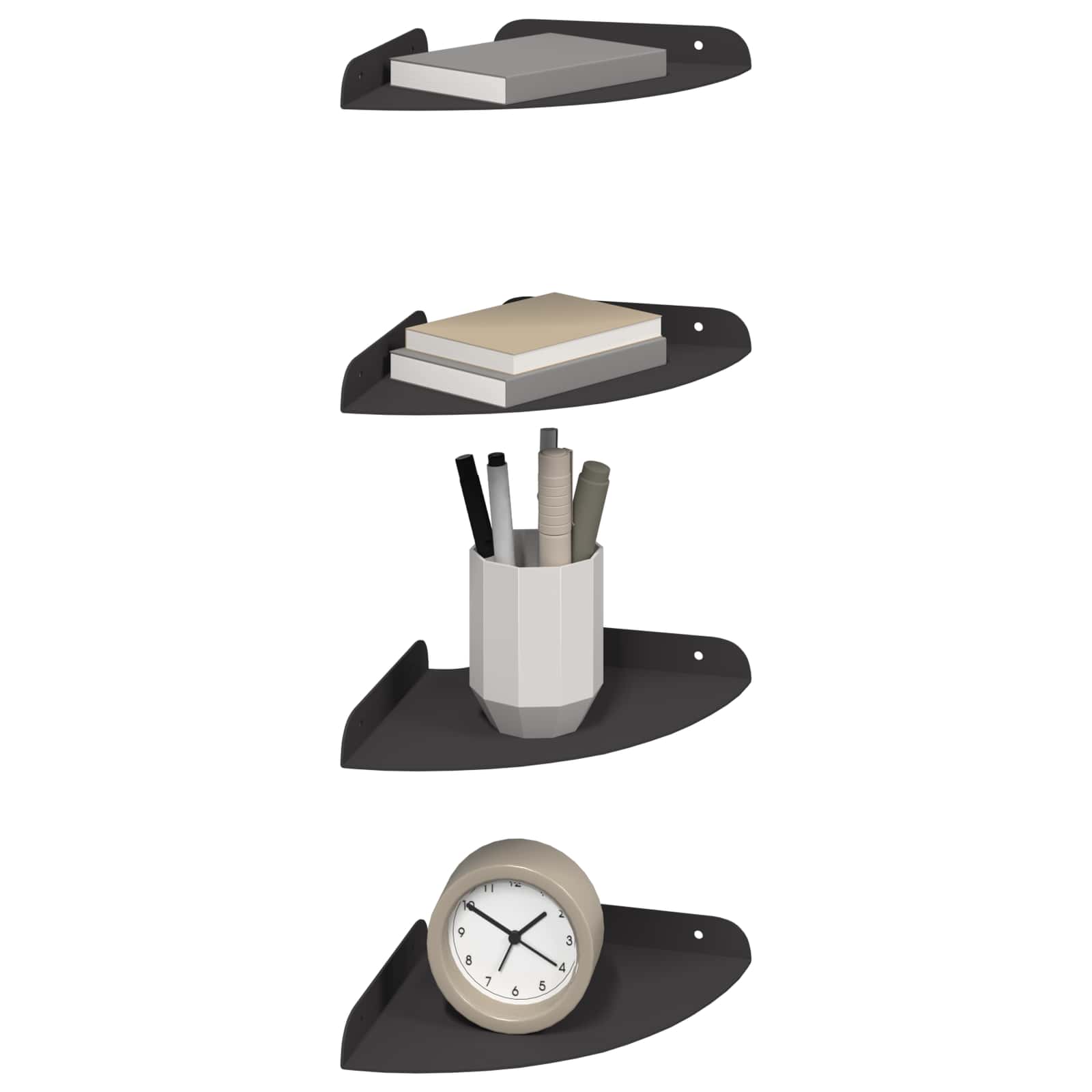 Plūduriuojanti lentyna su lentyna 4 pcs Juodas 18 x 18 x 2 cm