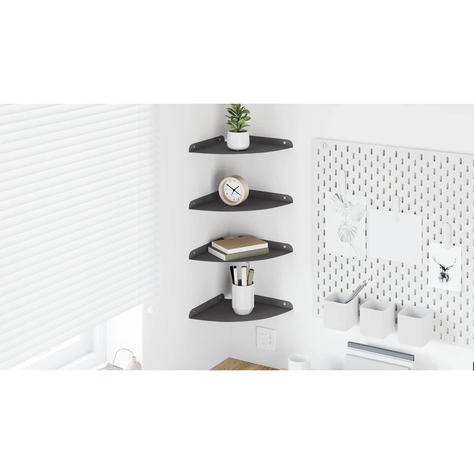 Plūduriuojanti lentyna su lentyna 4 pcs Juodas 24 x 24 x 2 cm