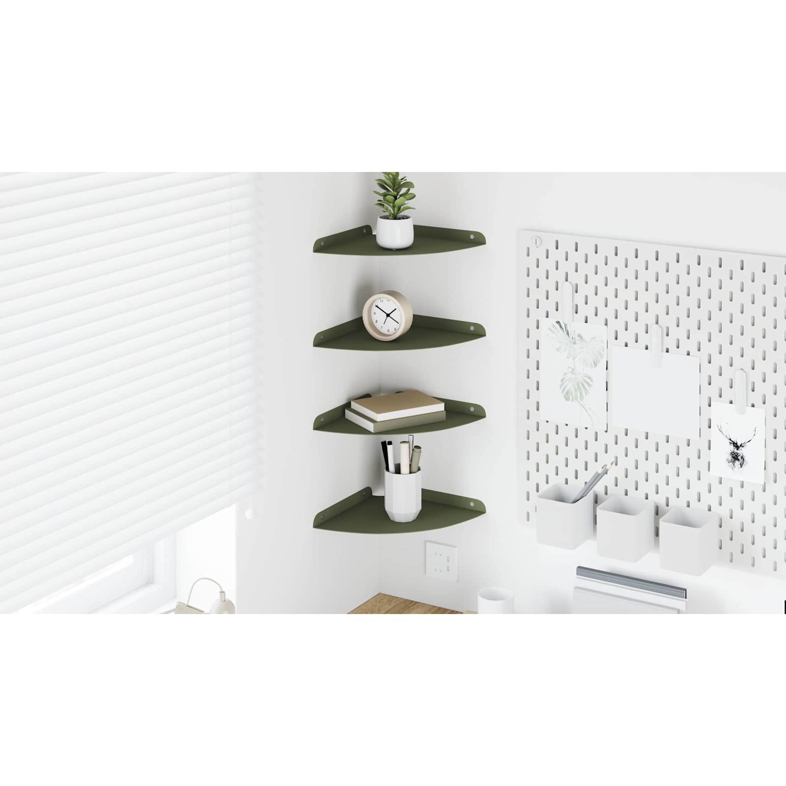 Plūduriuojanti lentyna 4 pcs Alyvuogių žalia 24 x 24 x 2 cm