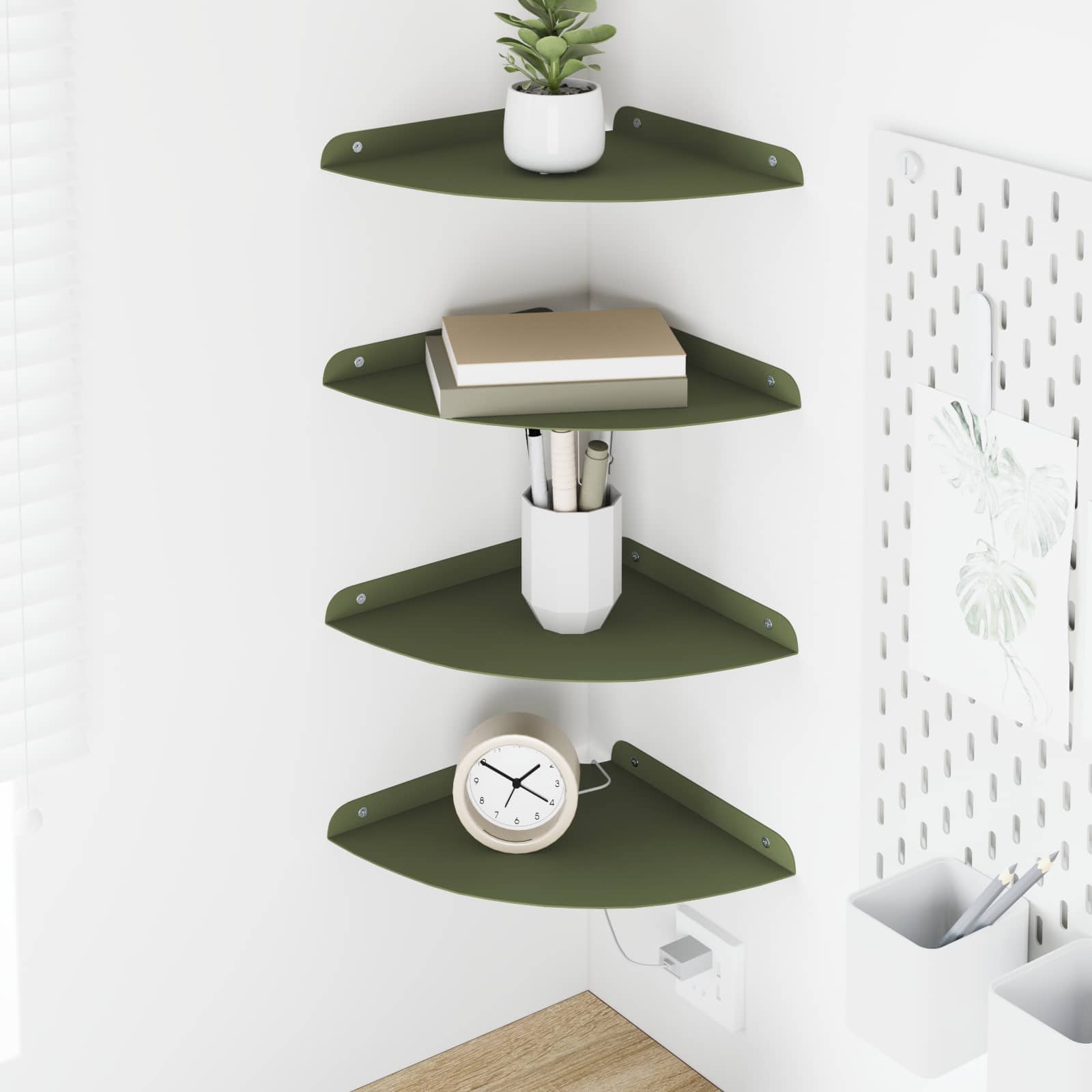 Plūduriuojanti lentyna 4 pcs Alyvuogių žalia 24 x 24 x 2 cm