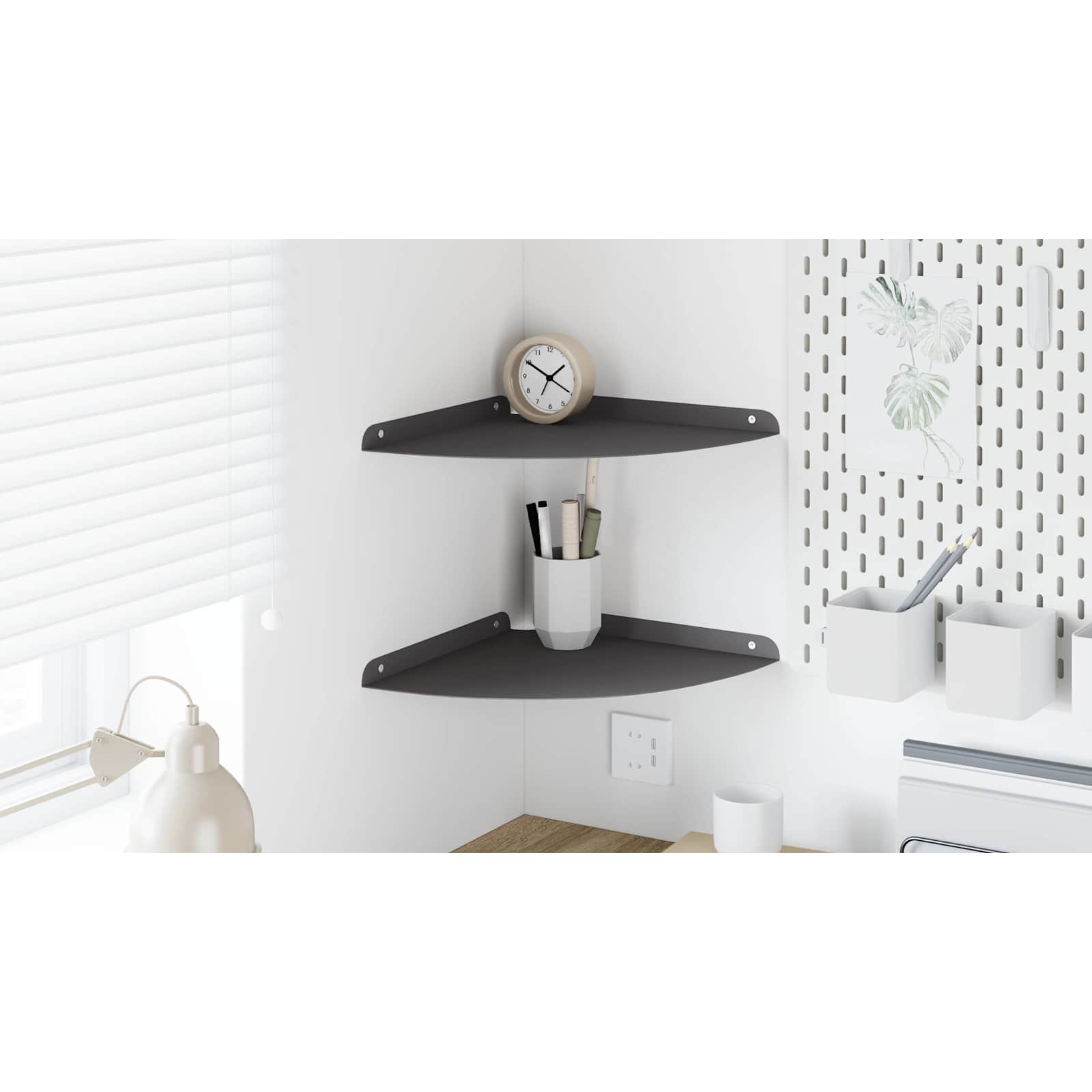 Kampinė Plūduriuojanti Lentyna 2 pcs Juodas 30 x 30 x 2 cm