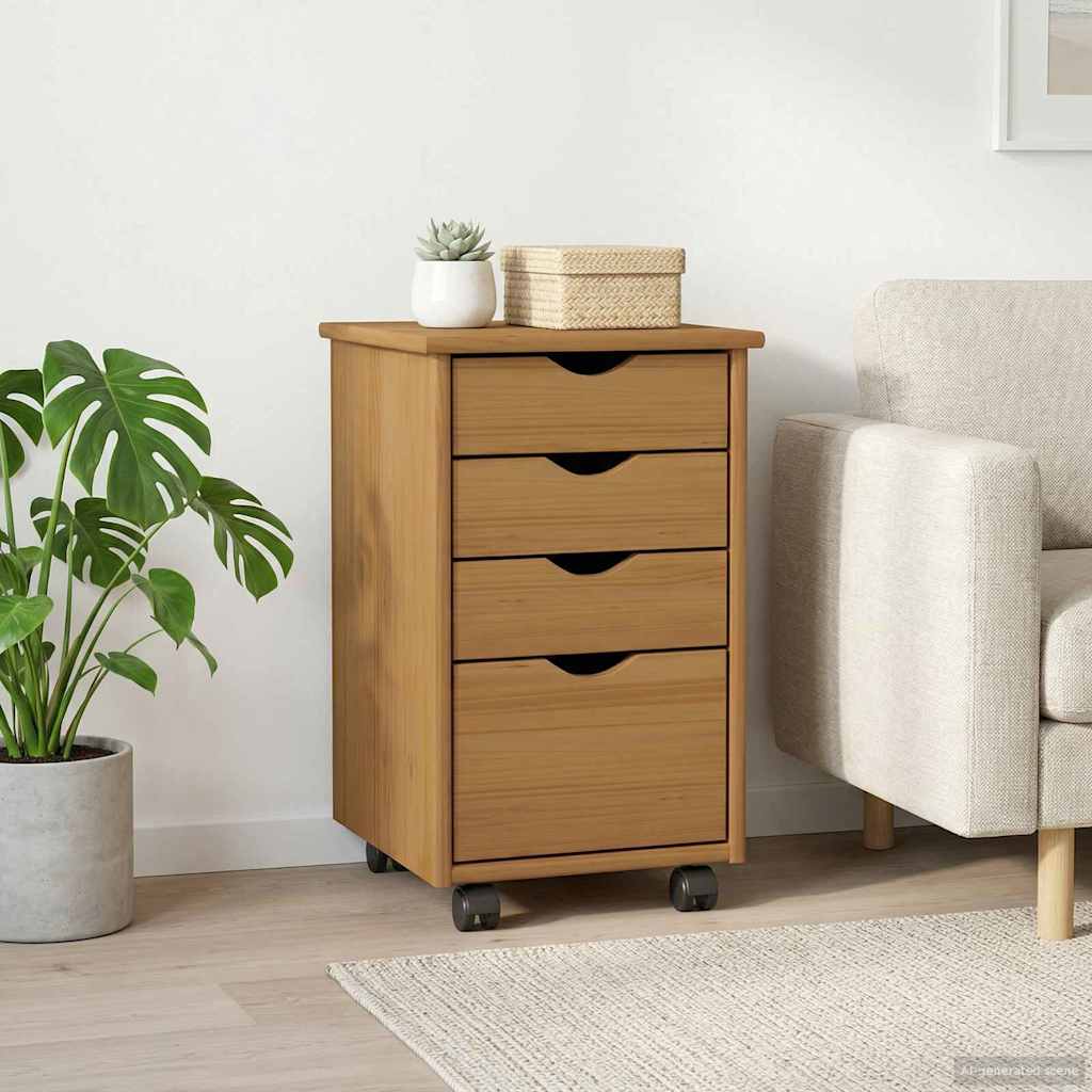 Mobile Pedestal with wheel MOSS Honey Brown 34 x 39 x 56 cm