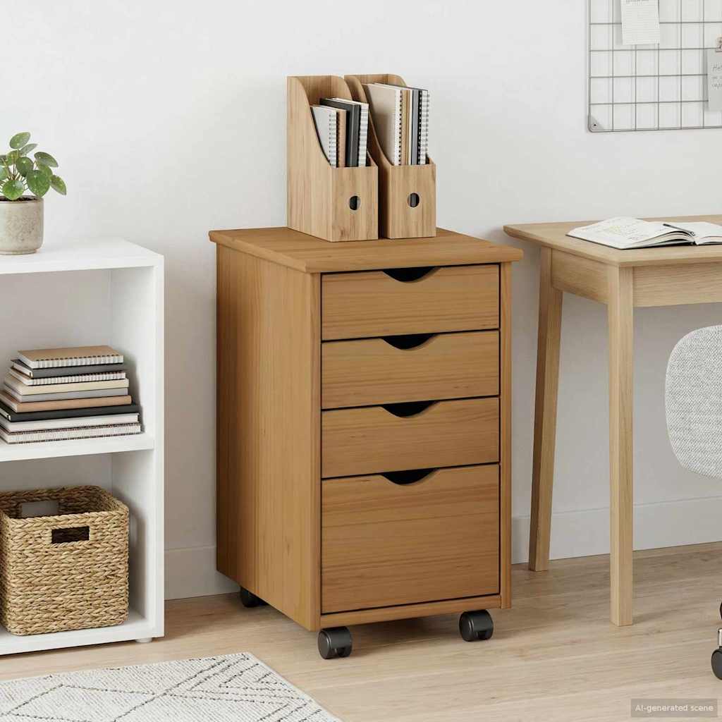 Mobile Pedestal with wheel MOSS Honey Brown 34 x 39 x 56 cm