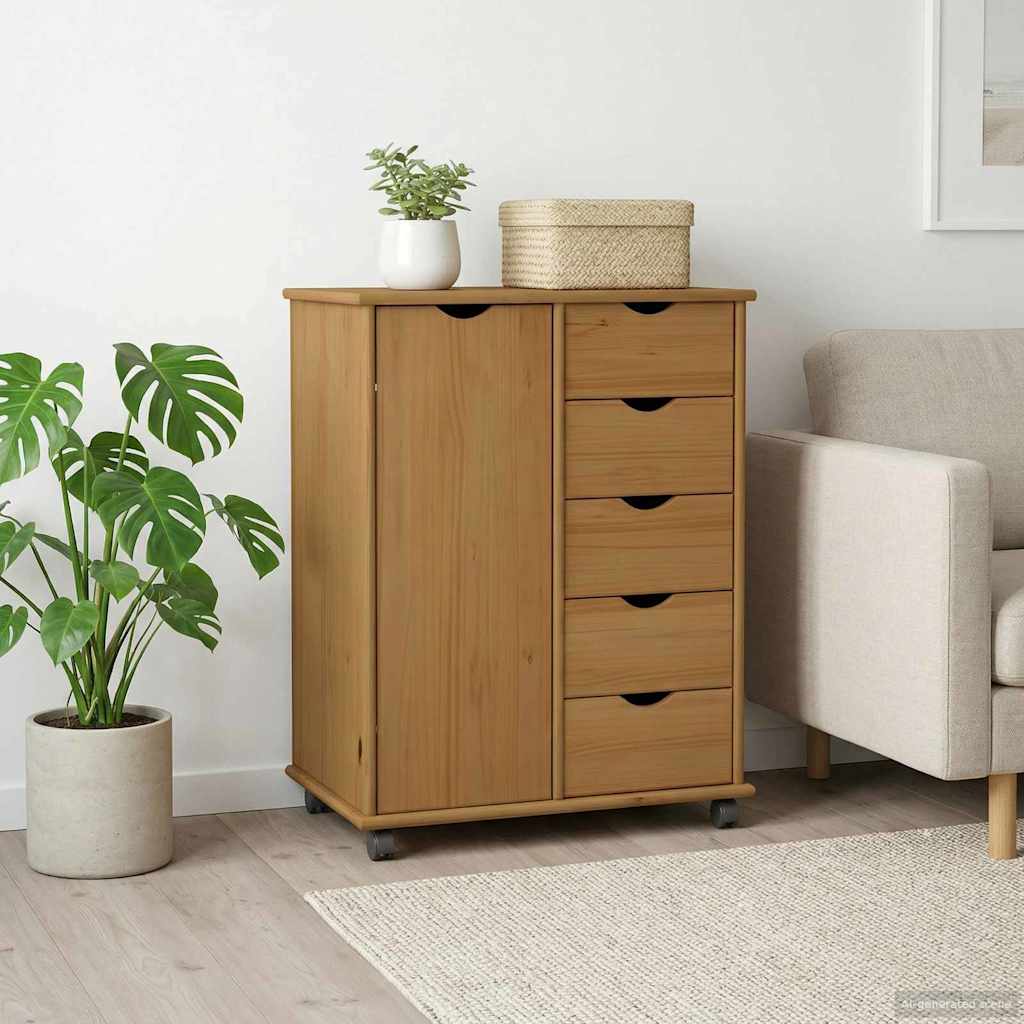 Ratuotas kabinetas su ratu Medus ruda 63,5 x 39 x 79 cm