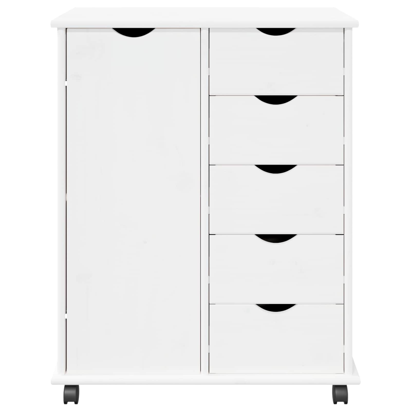 Skapītis ar riteņiem Balts 63,5 x 39 x 79 cm Masīva priedes koksne