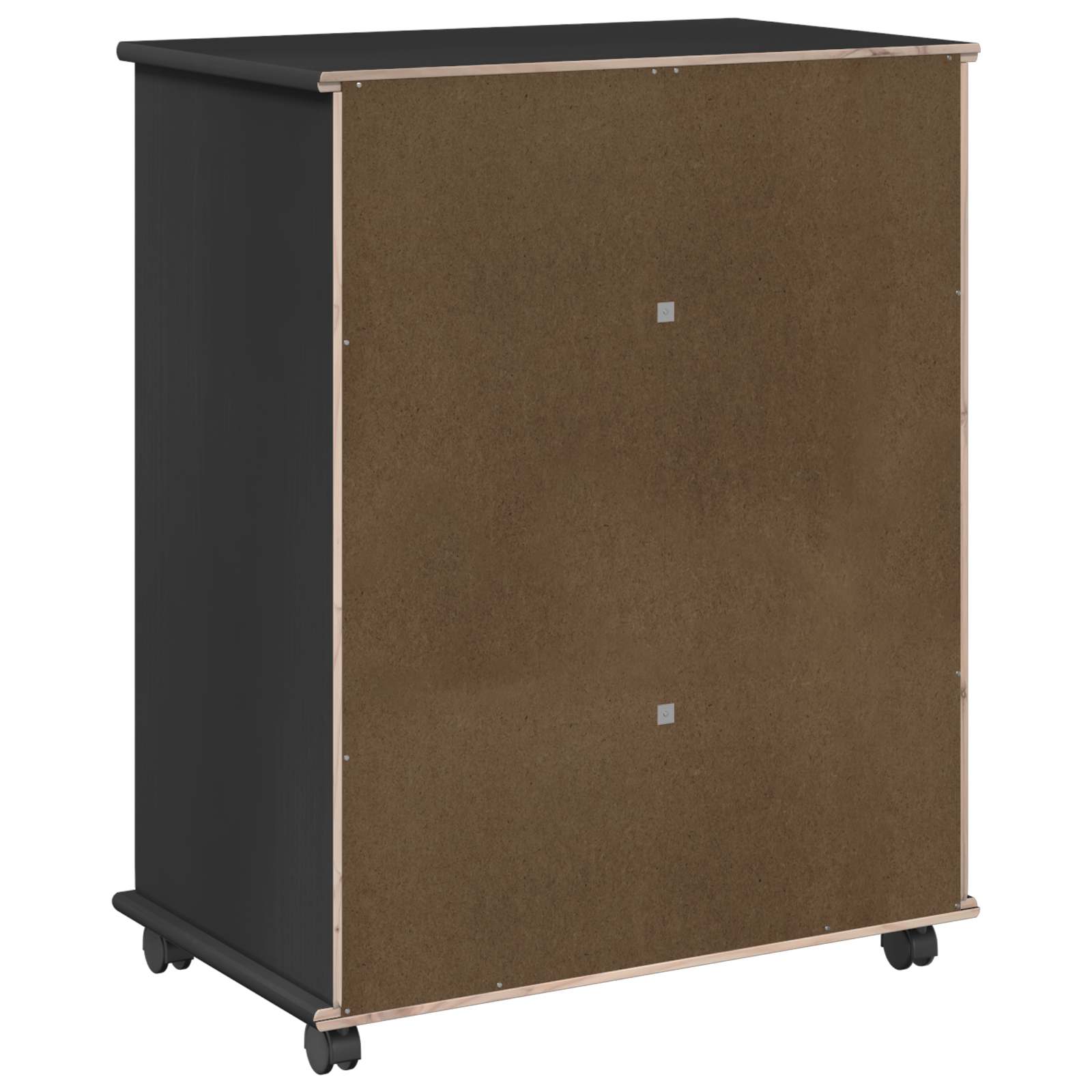 Wheeled Cabinet Black 63.5 x 39 x 79 cm Solid Pine Wood