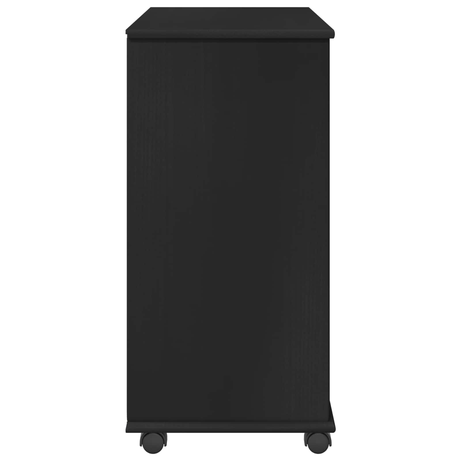 Wheeled Cabinet Black 63.5 x 39 x 79 cm Solid Pine Wood