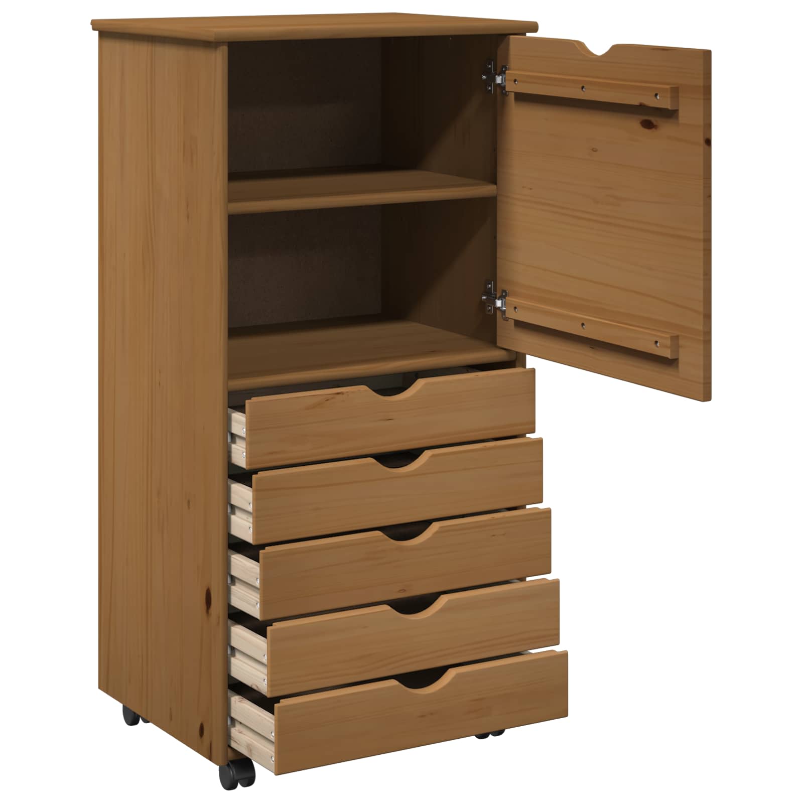 Ratuotas kabinetas su ratu Medus ruda 53 x 39 x 103 cm