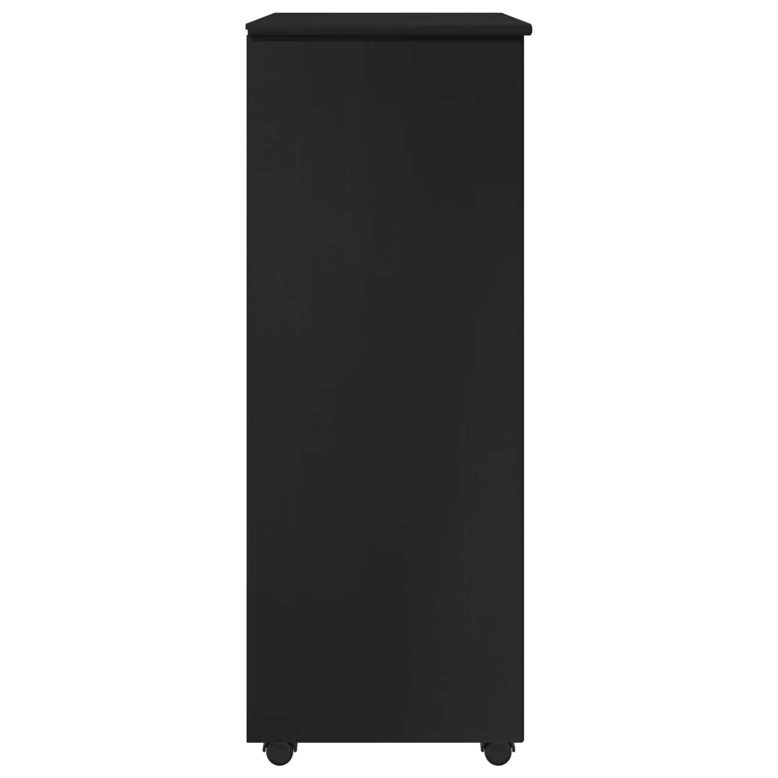 Skapītis ar riteņiem Melns 53 x 39 x 103 cm Priedes masīvkoks