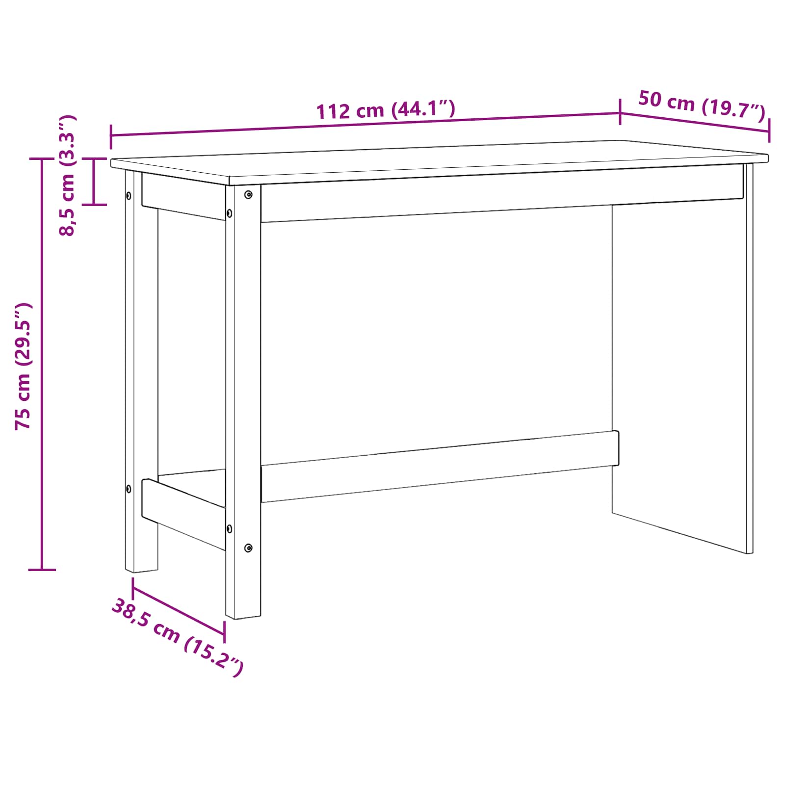 Stalas Juoda 112 x 50 x 75 cm Kietas pušies medis
