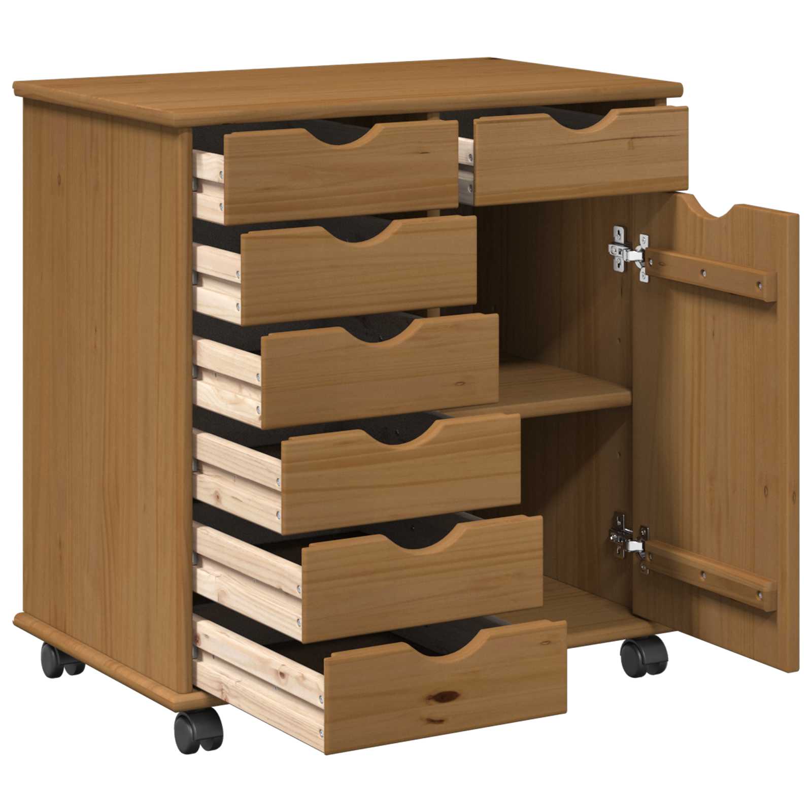 Ratuotas kabinetas su ratu Medus ruda 63,5 x 39 x 65,5 cm
