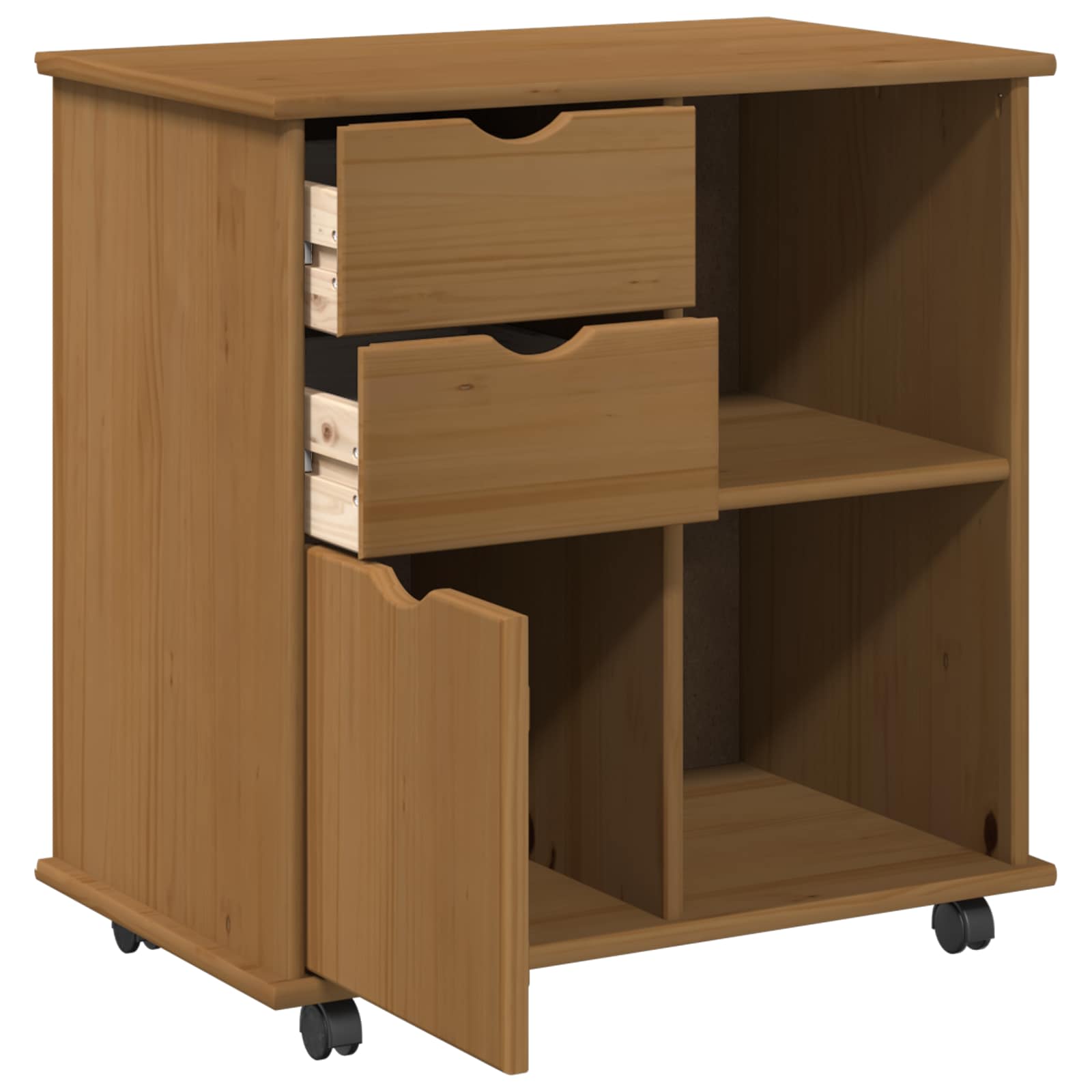 Ratuota kumode ar riteni Medus brūna 63,5 x 39 x 65,5 cm