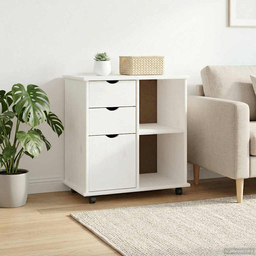 Riteniska skapītis ar ritentiņu, balts, 63,5 x 39 x 65,5 cm