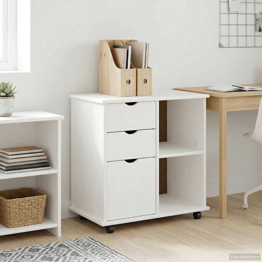 Riteniska skapītis ar ritentiņu, balts, 63,5 x 39 x 65,5 cm