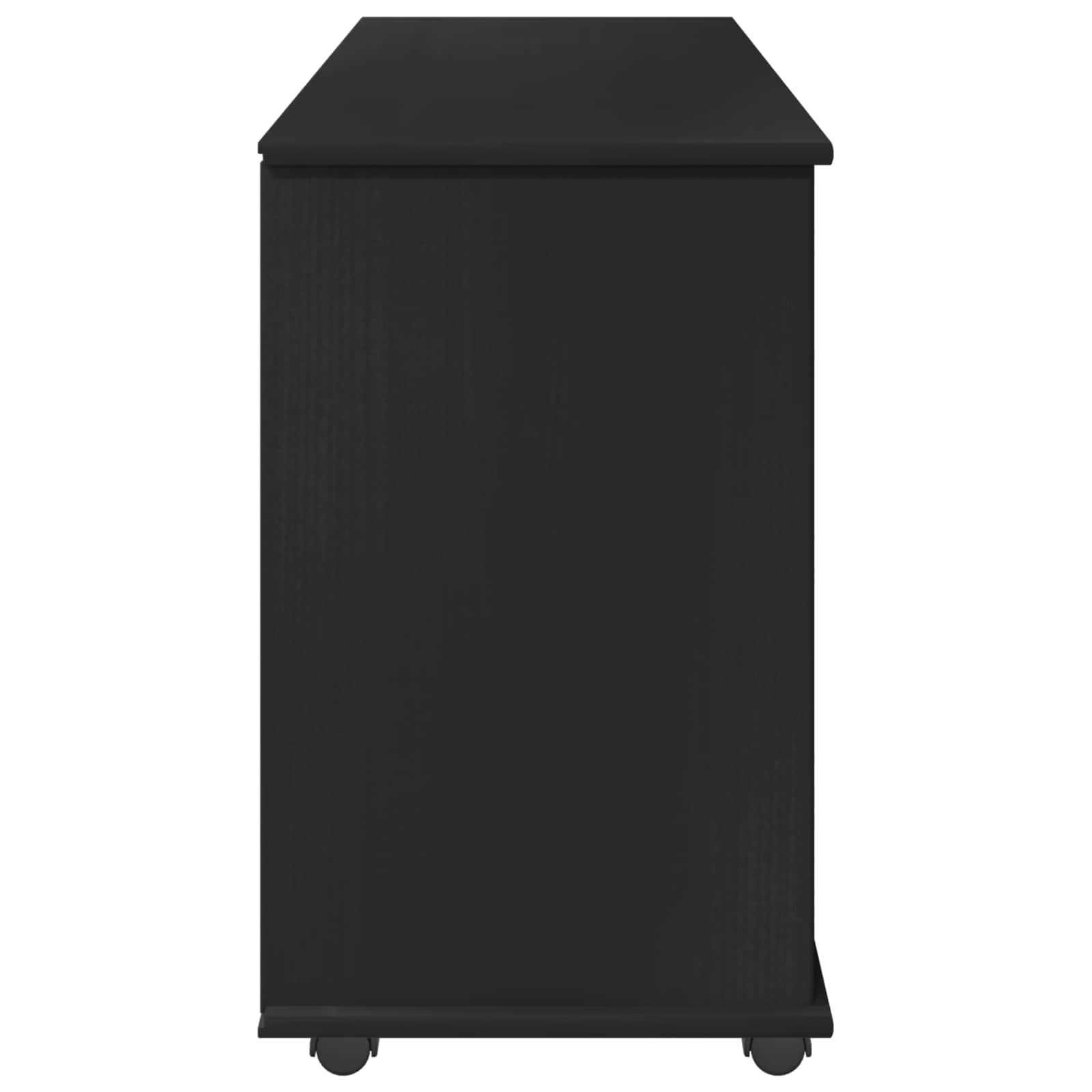 Skapītis ar ritentiņiem, melns 100 x 39 x 65,5 cm, priedes masīvkoks