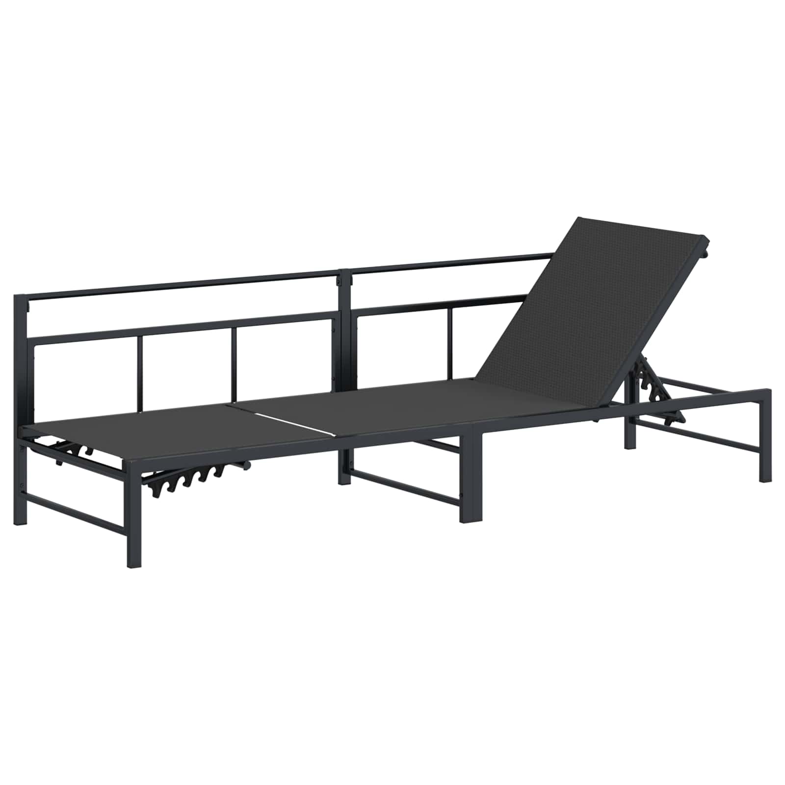 Saulės gultas Juodas 200 x 62 x 59,5 cm Tekstilenas