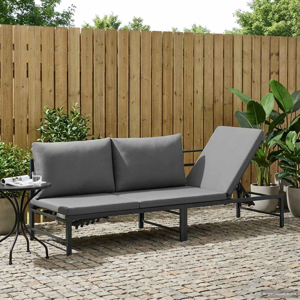 3 personu sauļošanās krēsls Melns 200 x 62 x 59,5 cm Tekstilēns