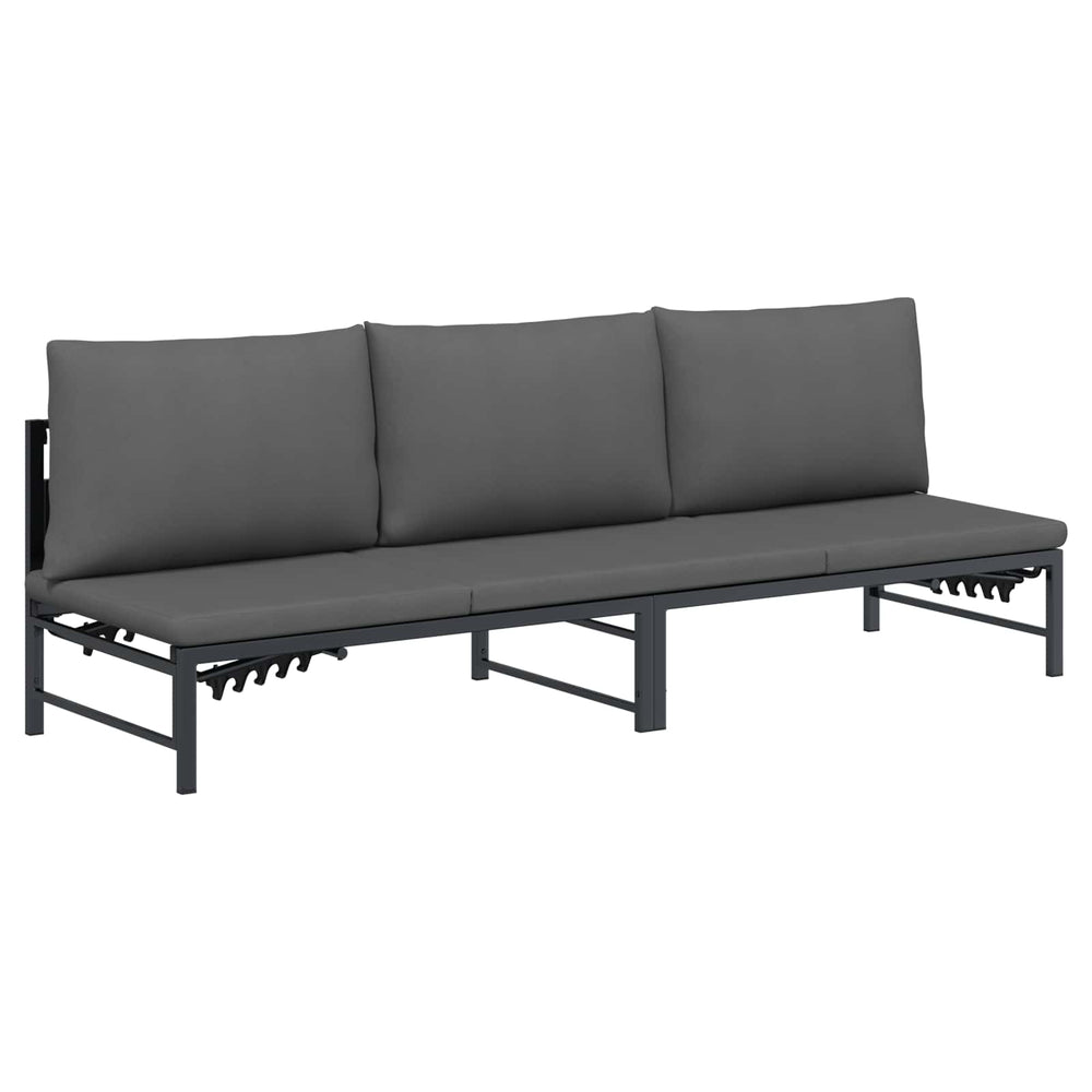 3 personu sauļošanās krēsls Melns 200 x 62 x 59,5 cm Tekstilēns