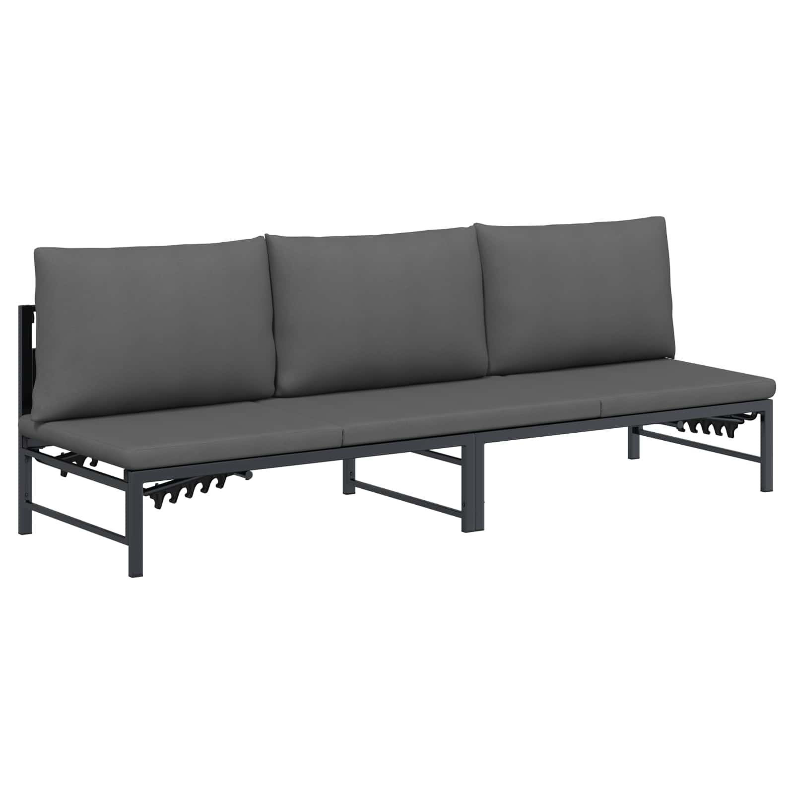 3 asmenų saulės gultas Juodas 200 x 62 x 59,5 cm Tekstilenas