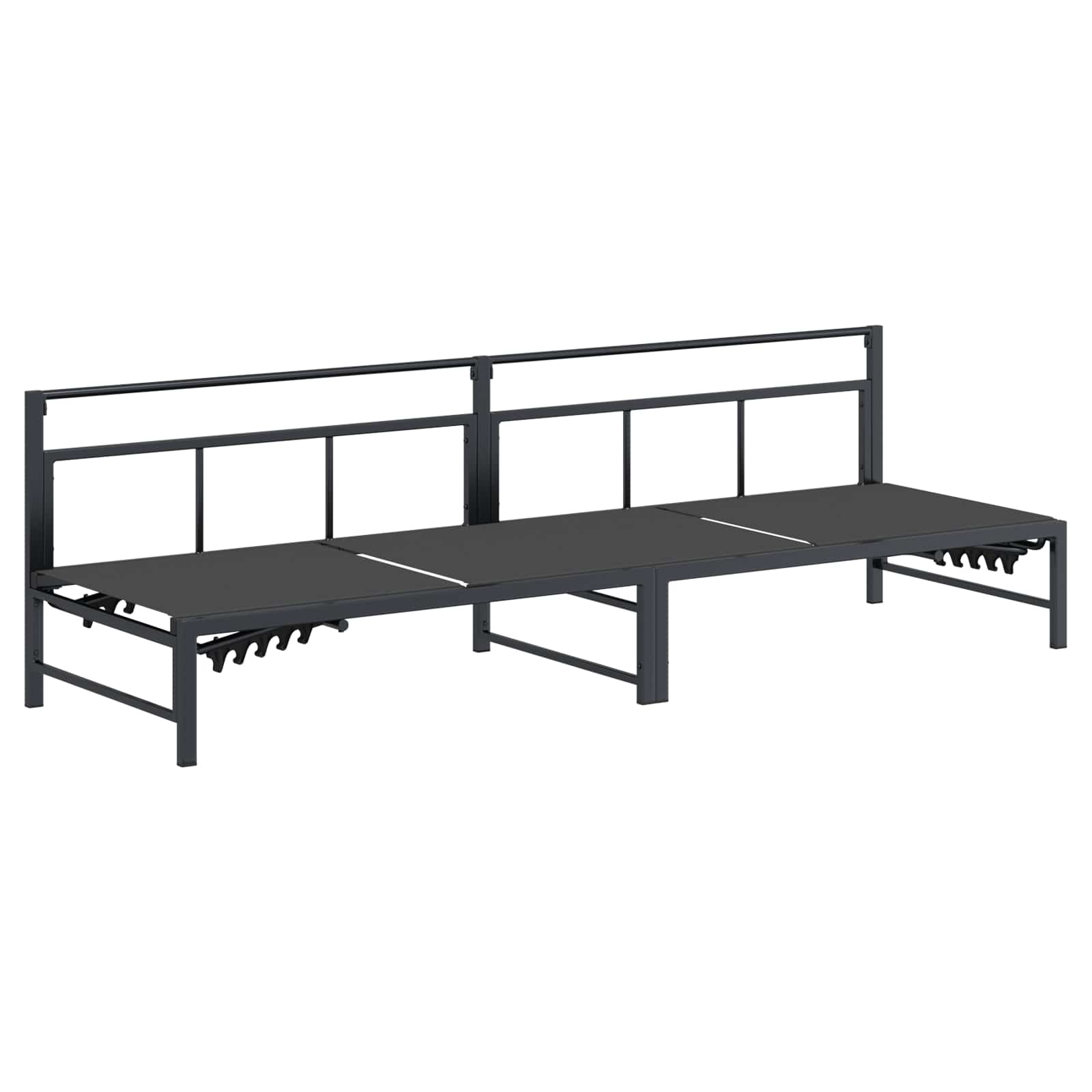 3 asmenų saulės gultas Juodas 200 x 62 x 59,5 cm Tekstilenas