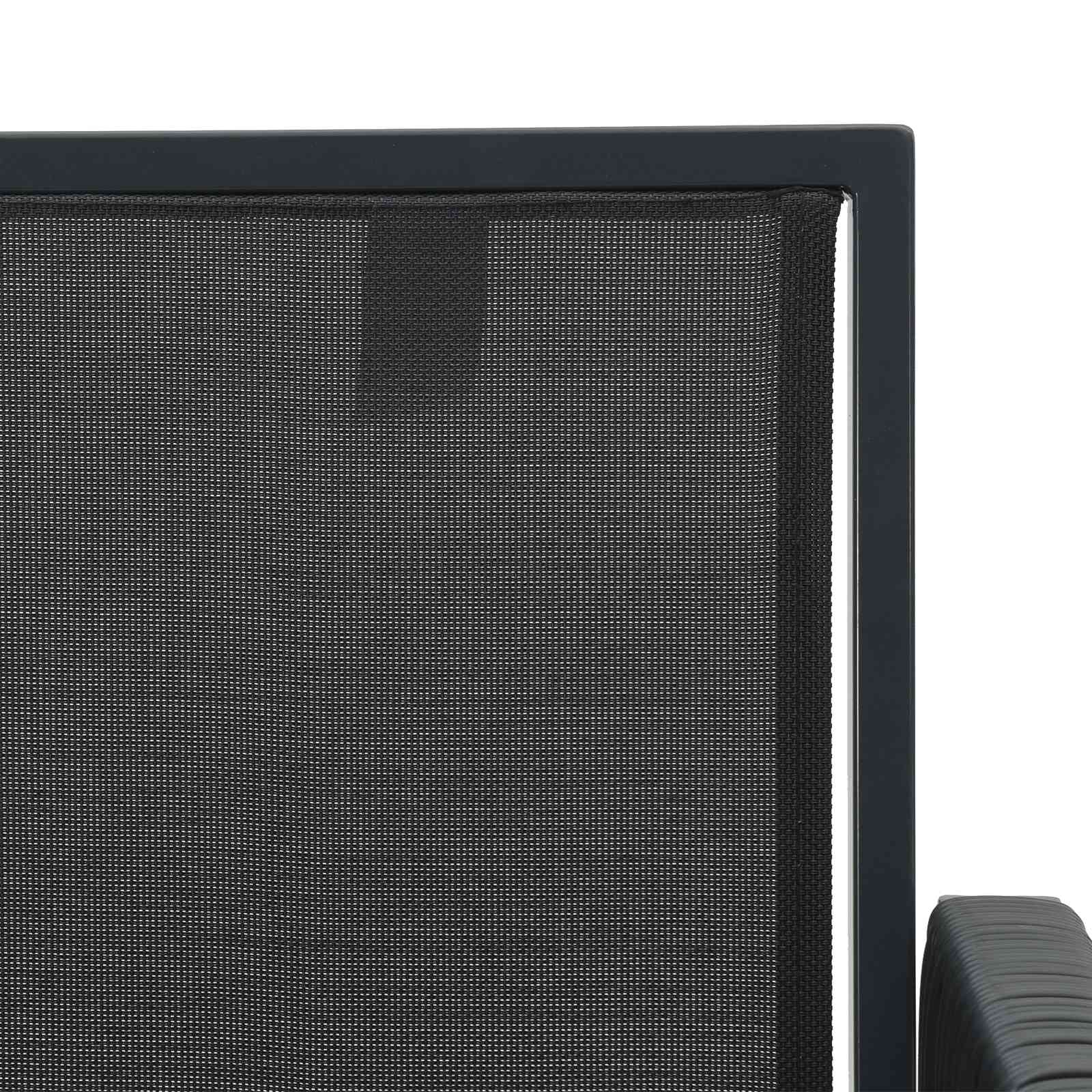 Sodo kėdės su pagalve 6 pcs Juoda ir tamsiai pilka poliratanas