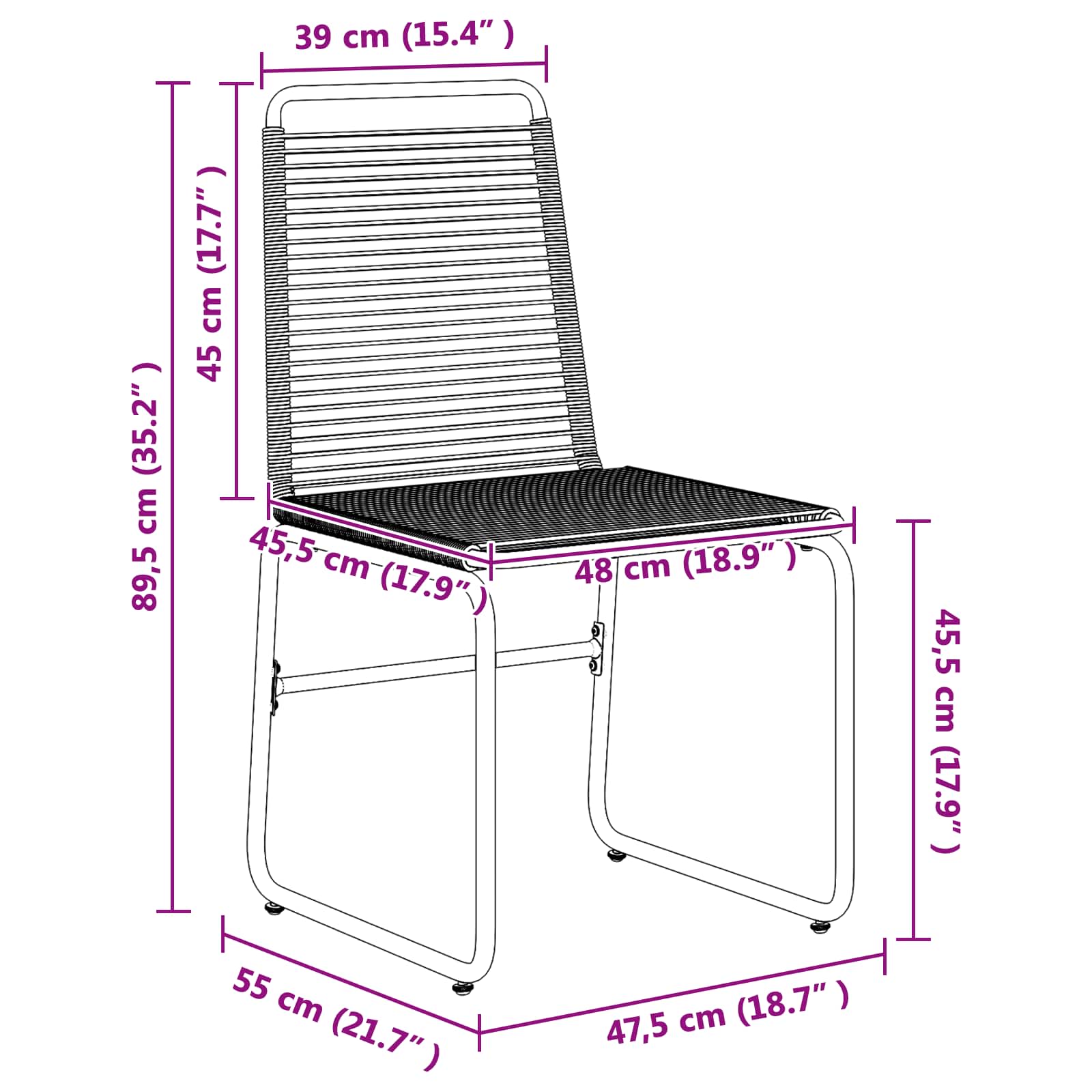 Sodo kėdės 2 pcs Juodas 48 x 55 x 89,5 cm Ratanas