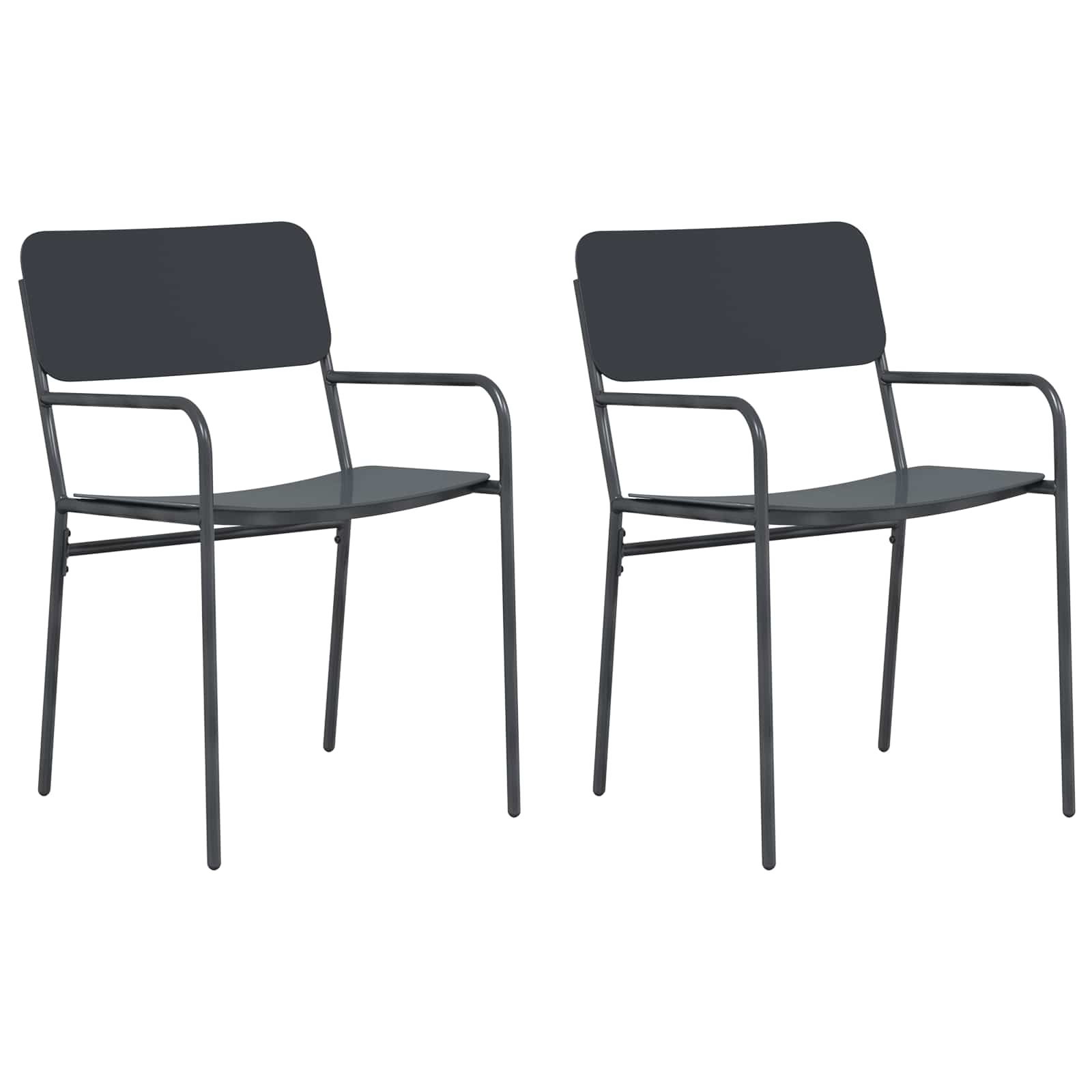 Sodo kėdės 2 pcs Antracitas 51 x 55 x 81 cm Plienas