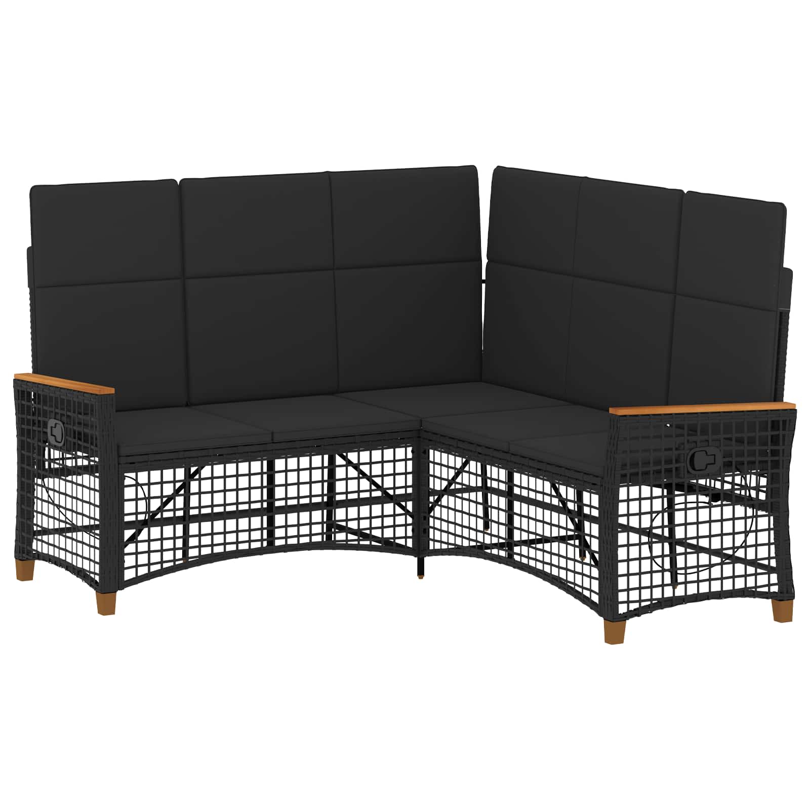 Sodo reguliuojamos sofos komplektas Juodas 164 x 164 x 112 cm