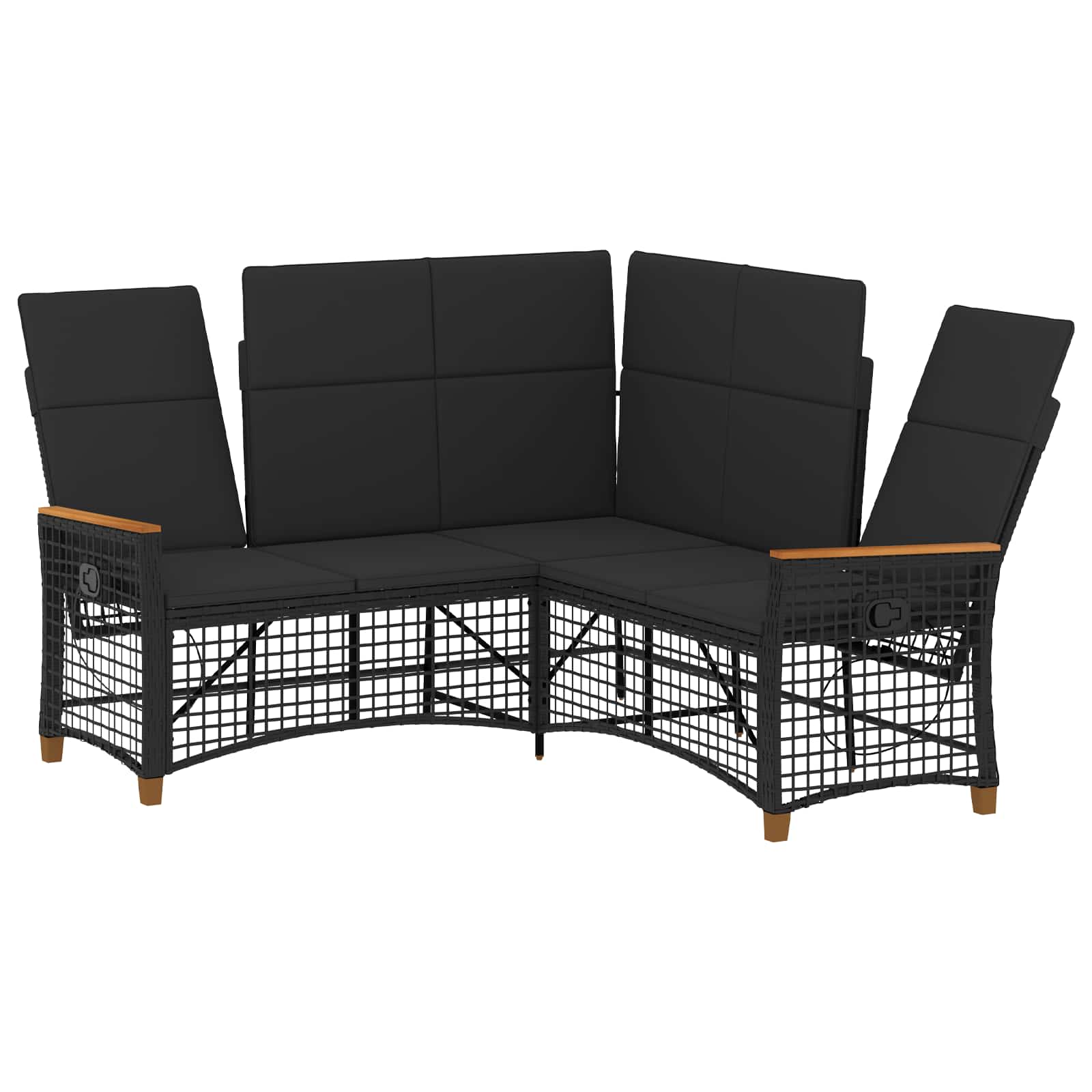 Sodo reguliuojamos sofos komplektas Juodas 164 x 164 x 112 cm