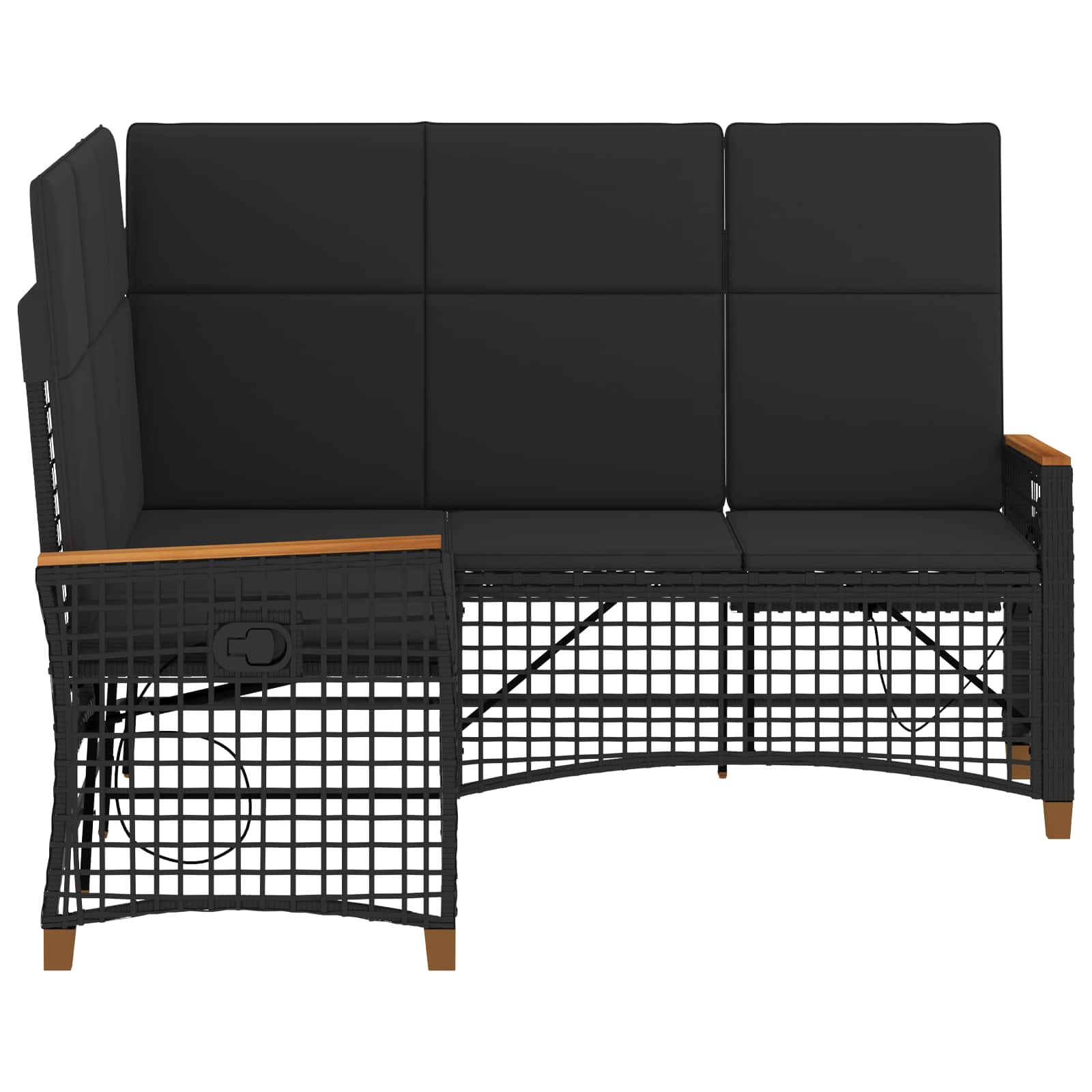 Sodo reguliuojamos sofos komplektas Juodas 164 x 164 x 112 cm