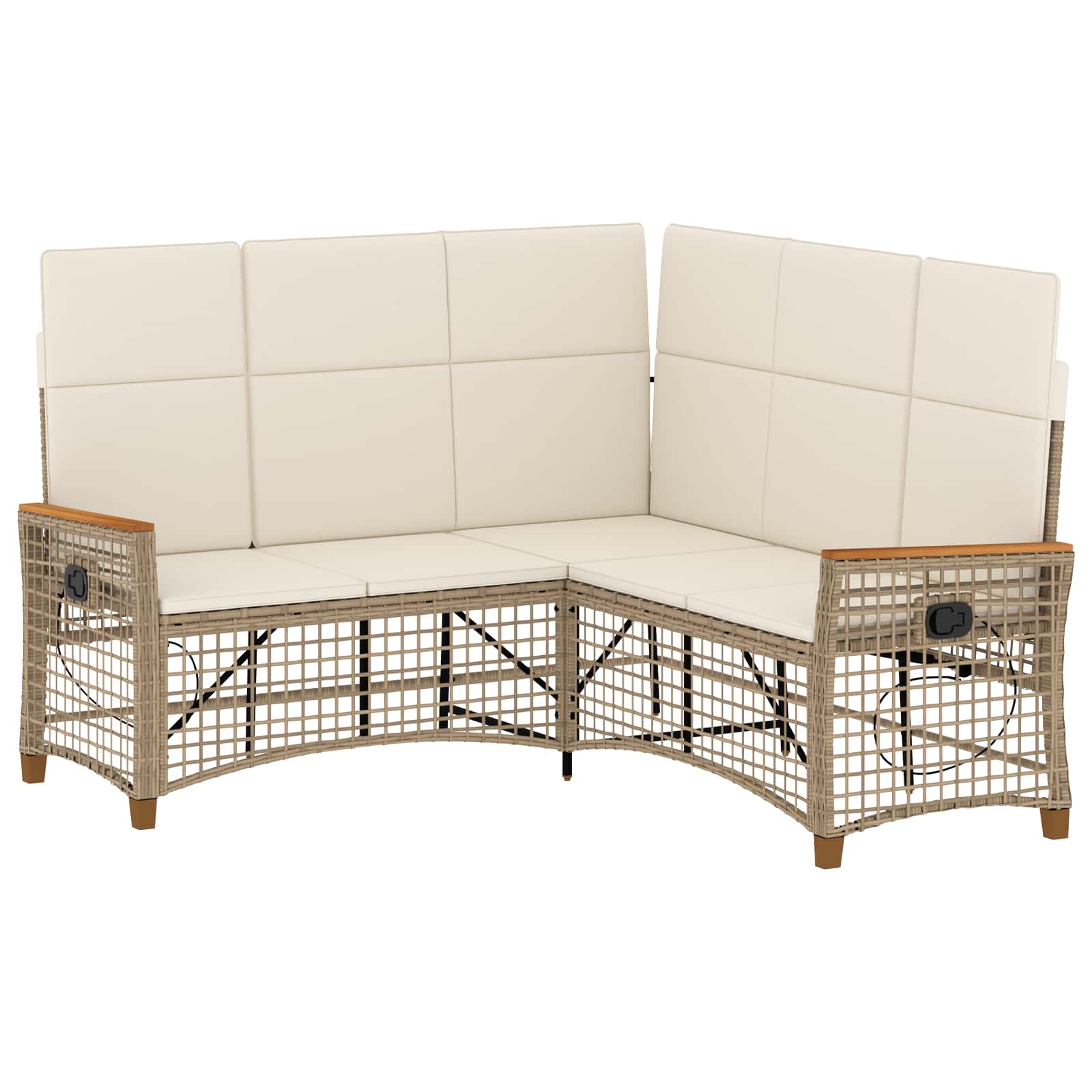 Garden Adjustable Sofa Set Beige and Cream White