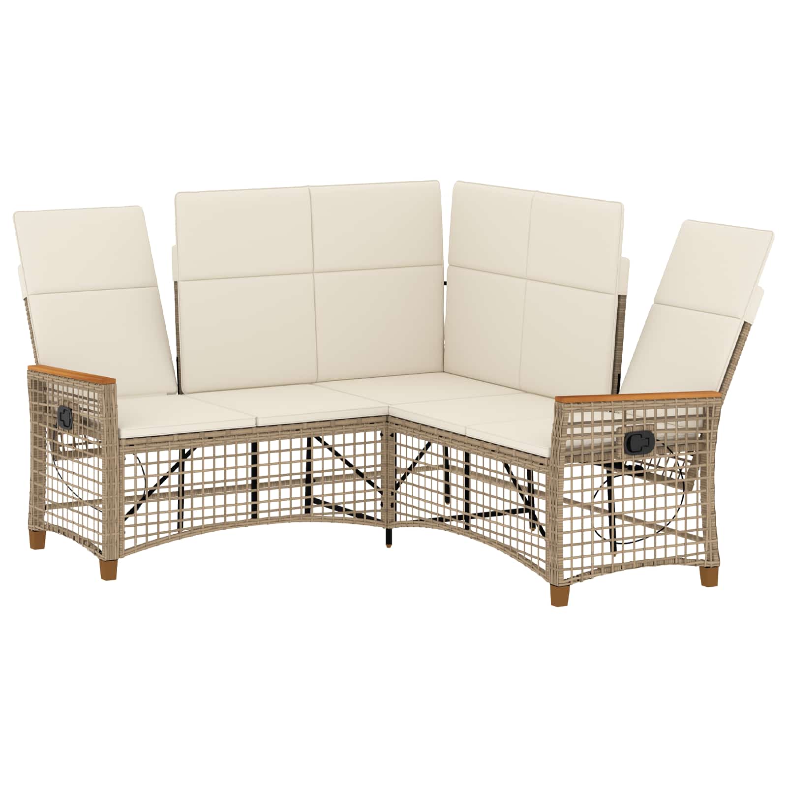 Garden Adjustable Sofa Set Beige and Cream White