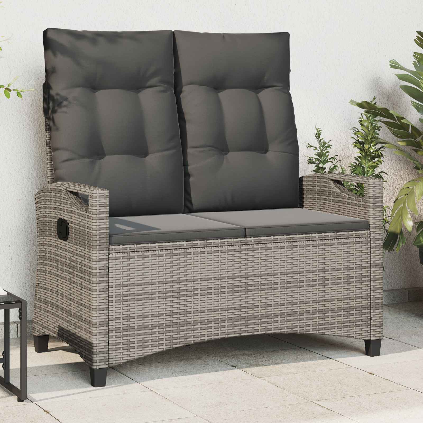 Sodo suolas su pagalve Pilka ir tamsiai pilka 105 x 60 x 112 cm