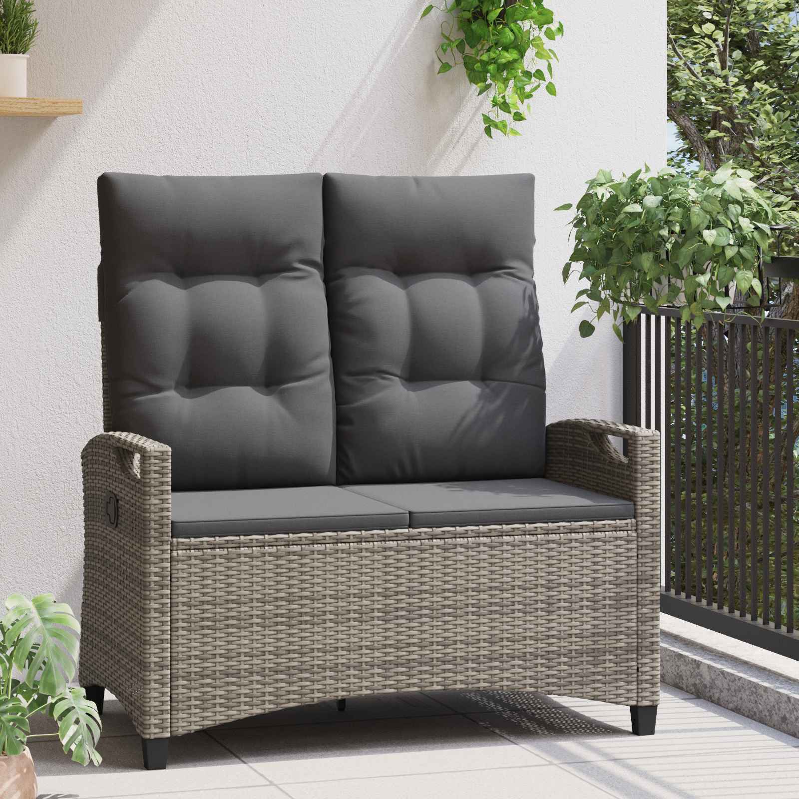 Sodo suolas su pagalve Pilka ir tamsiai pilka 105 x 60 x 112 cm